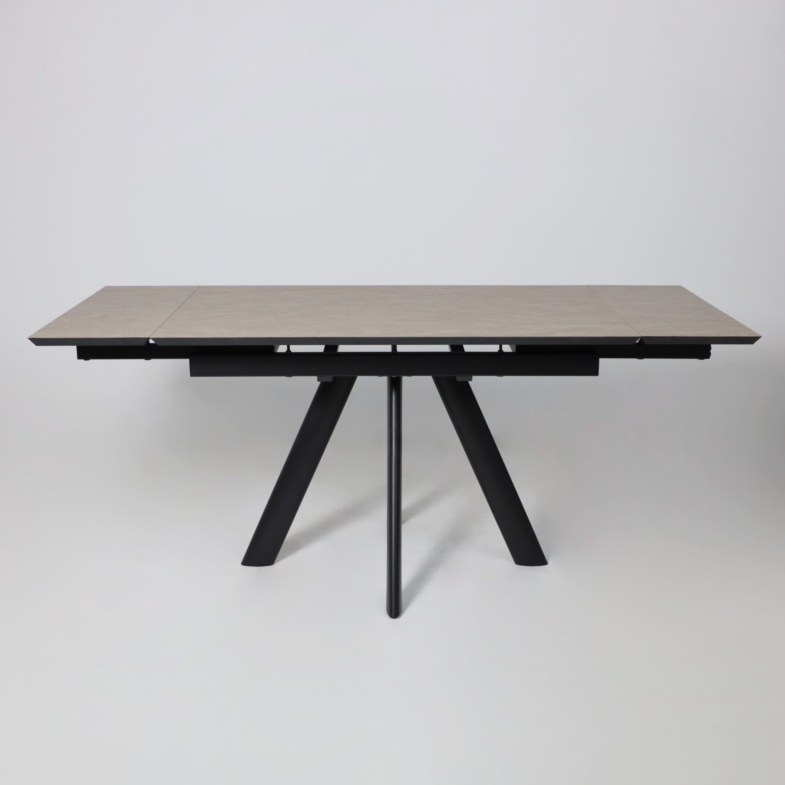 Стол JACK-120, раздвижной 120(30+30)х80, БЕЖЕВЫЙ КАМЕНЬ - COMPAKT CER/Черный