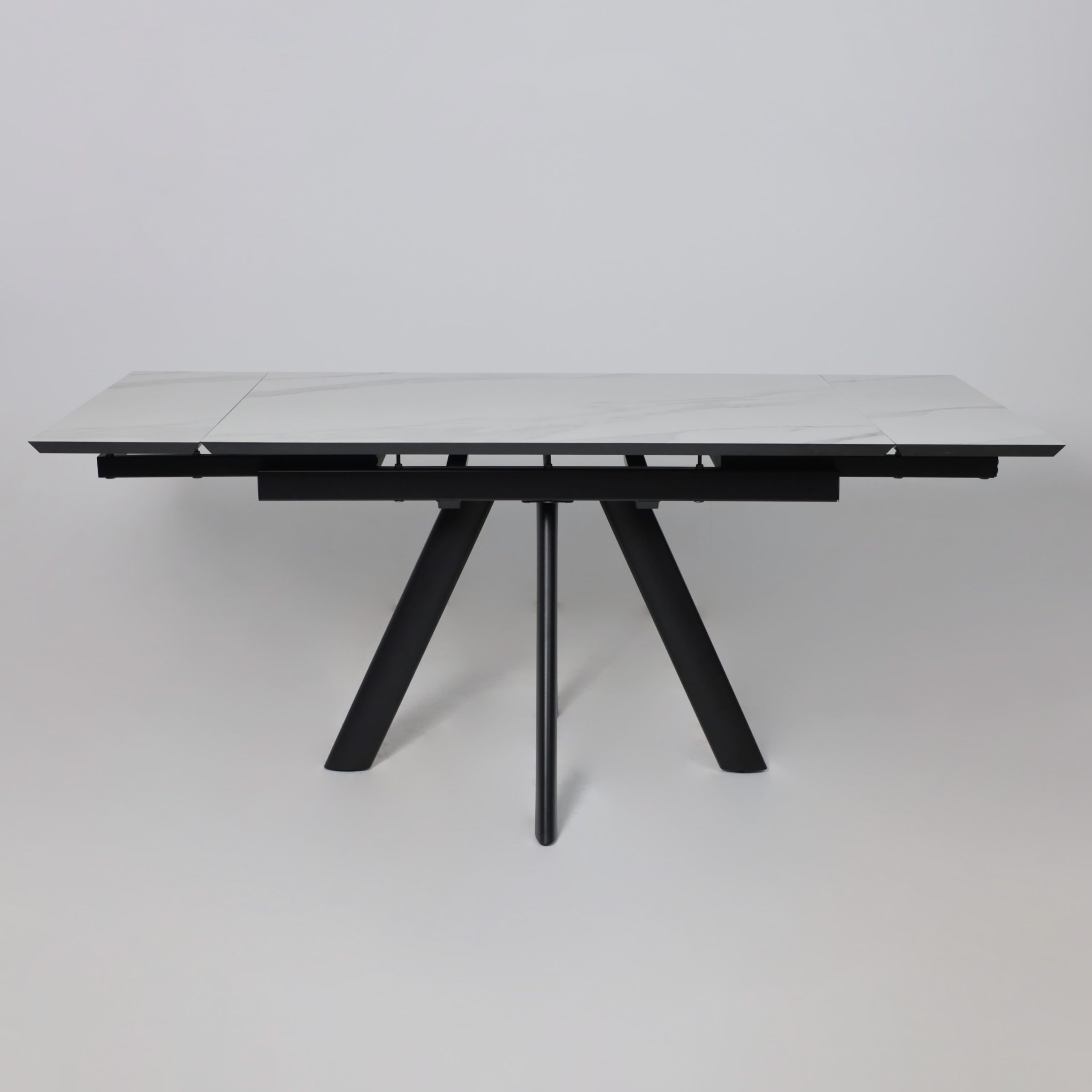 Стол JACK-120, раздвижной 120(30+30)х80, МРАМОР СВЕТЛЫЙ - COMPAKT CER/Черный