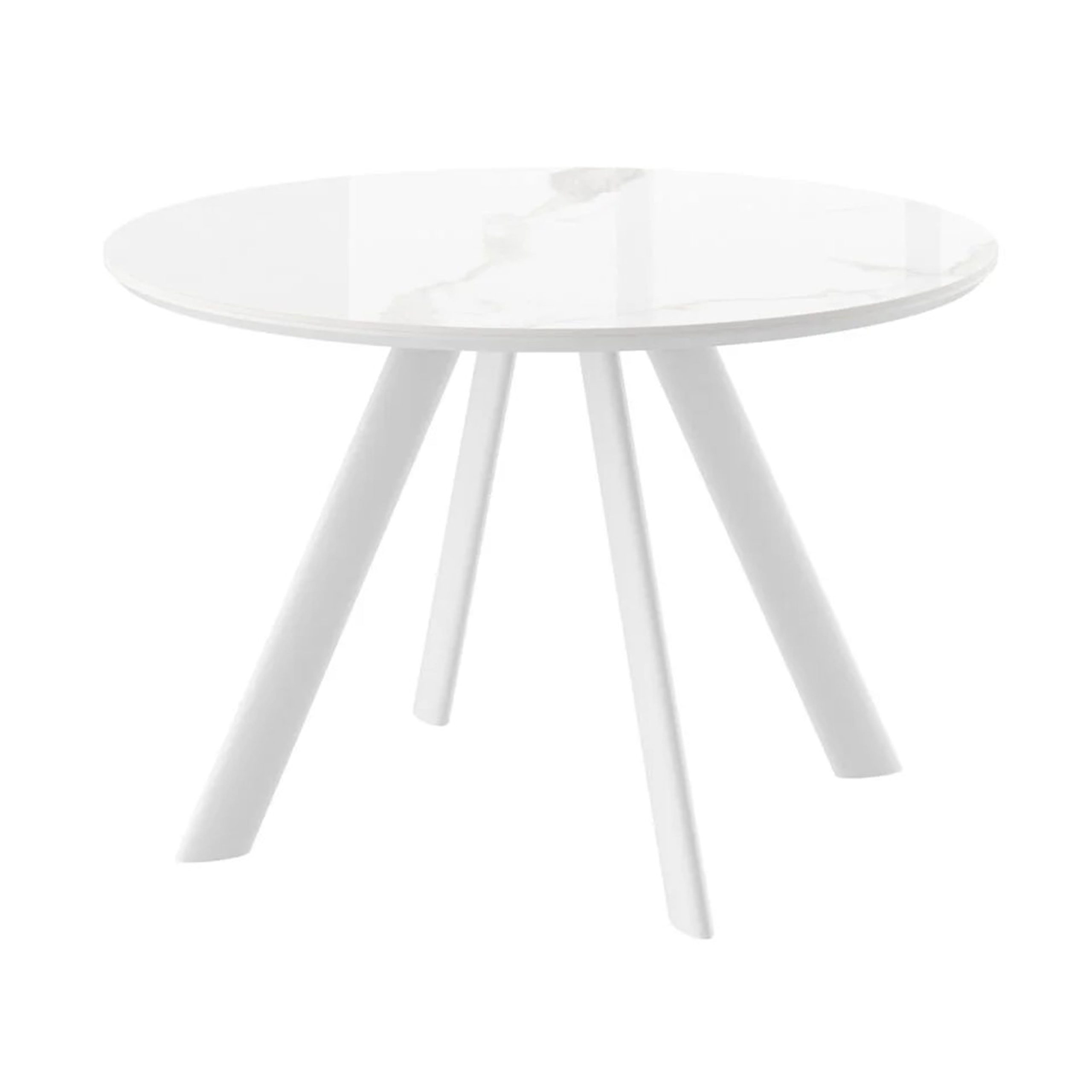 Стол RONDY-116, круглый нераздвижной 116, PATAGONOA BIANCO GLOSS PREMIUM CER/Белый