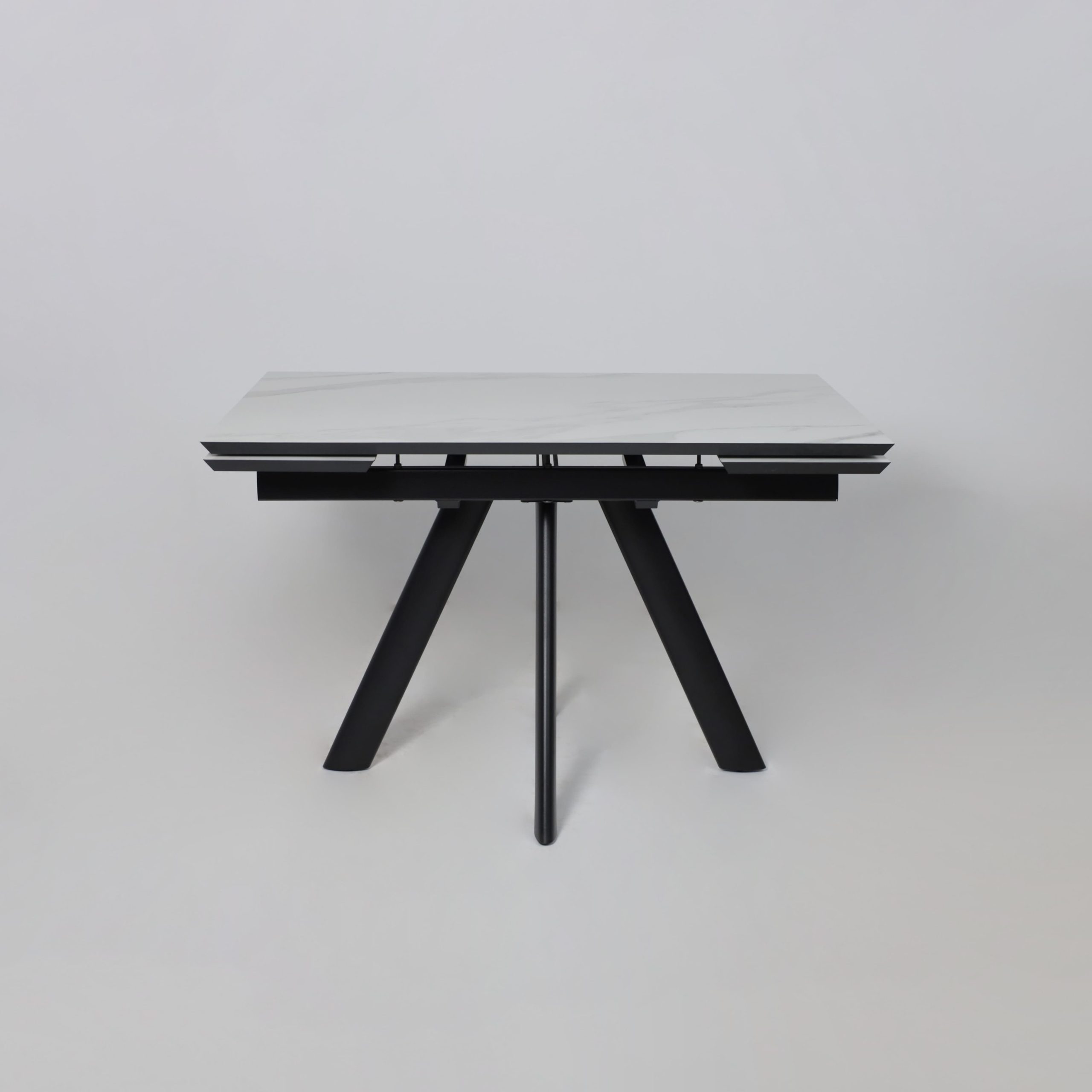 Стол JACK-120, раздвижной 120(30+30)х80, МРАМОР СВЕТЛЫЙ - COMPAKT CER/Черный