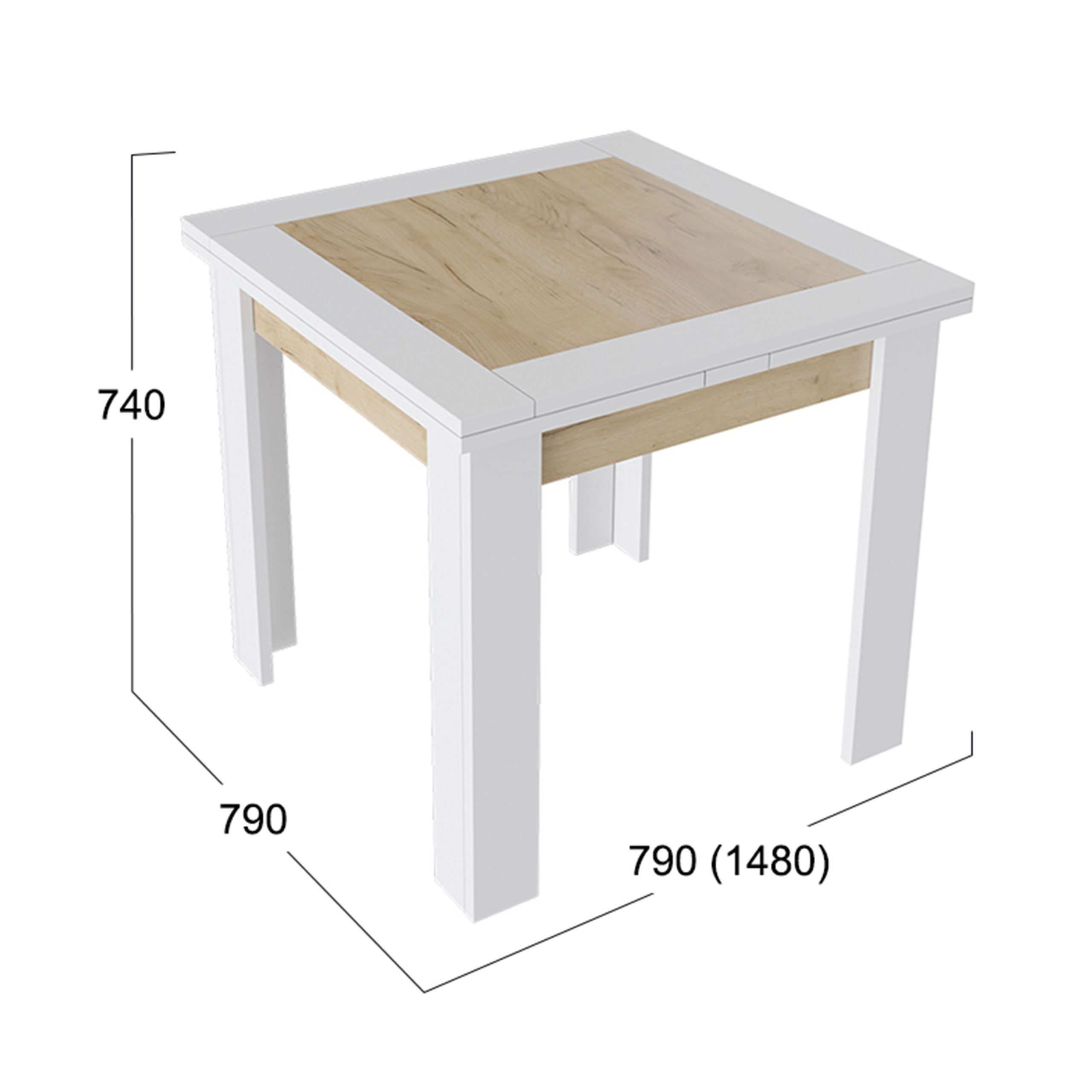 Стол раздвижной ХЬЮСТОН Тип 3, 790(1480)*790, крафт золотой/белый