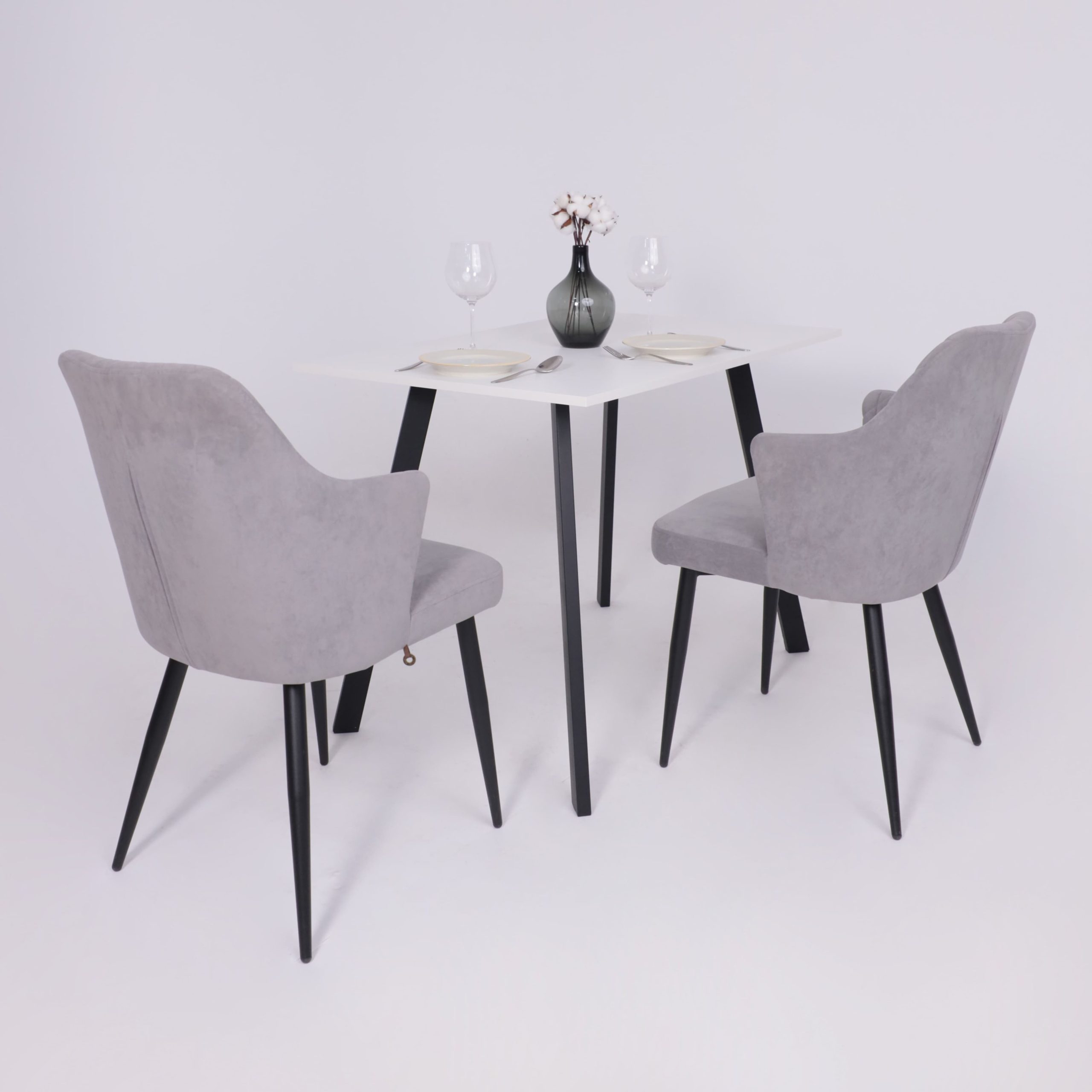 Стол SOLO 102*67, Белый структурный/черный