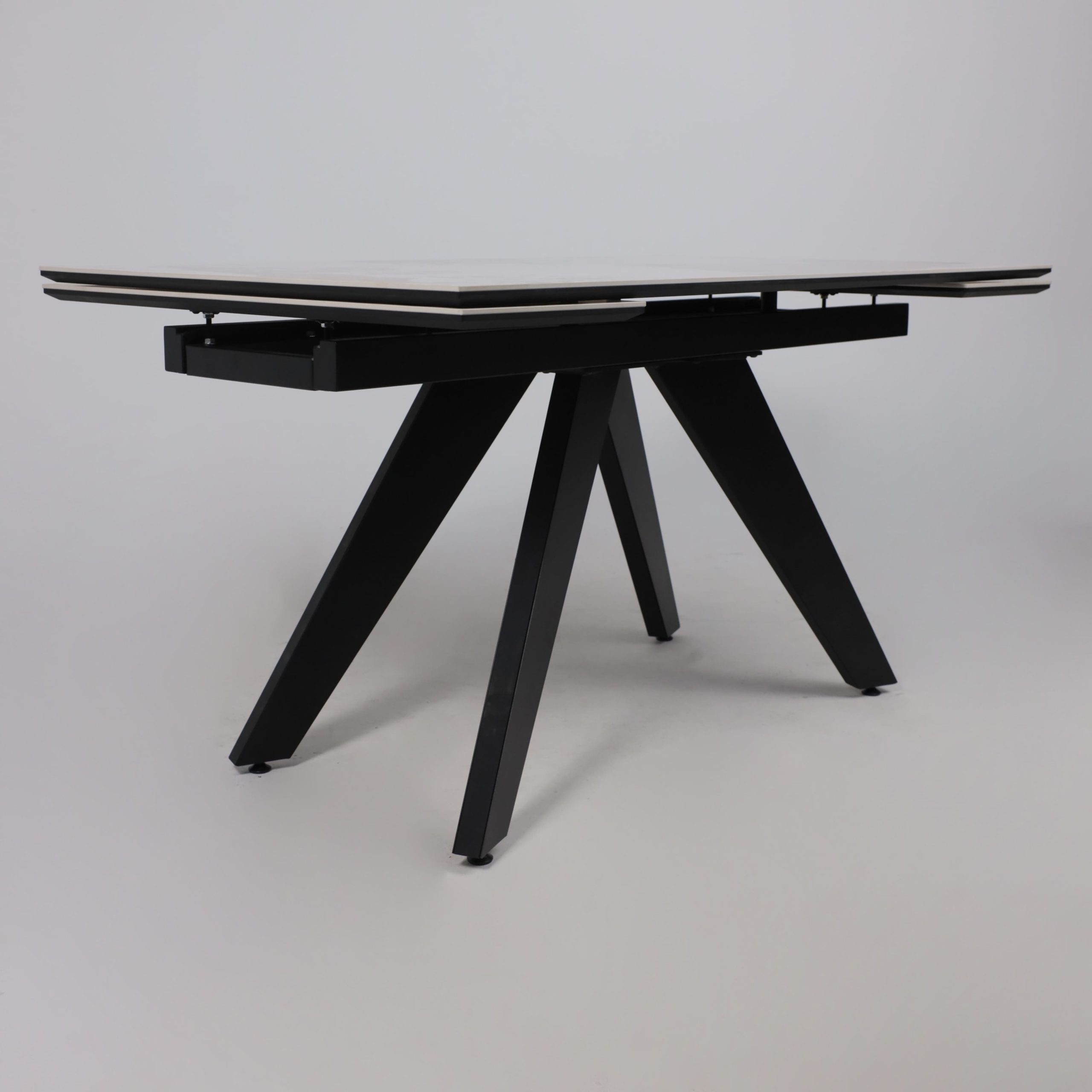 Стол AV 2122, МДФ+керамика, раздвижной 1400 (2000)*850 белый, глянцевый PANDORA/черный