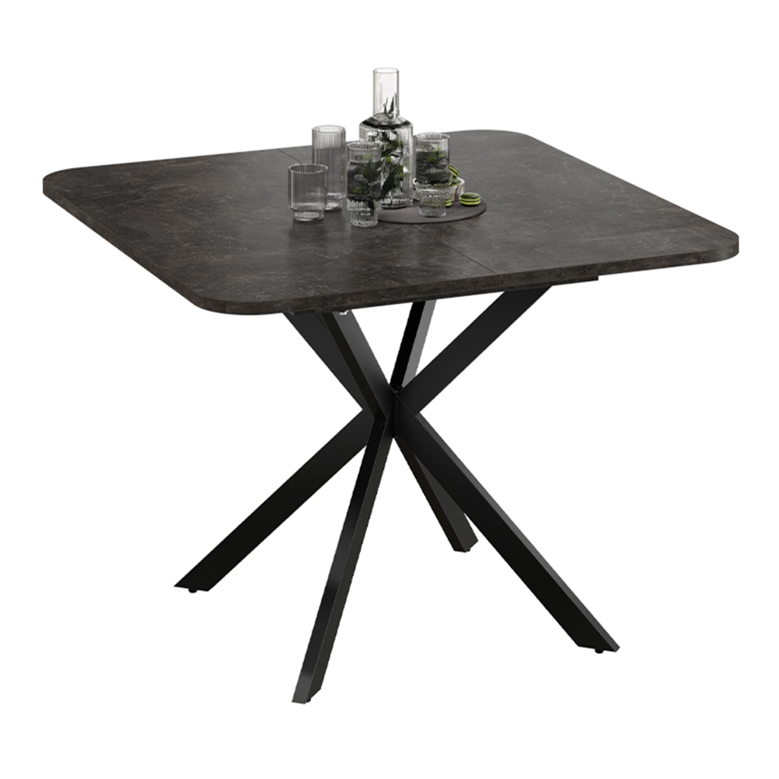 Стол раздвижной ЛИССАБОН Тип 1, 1000(1315)х1001х750, черные опоры/ателье темный