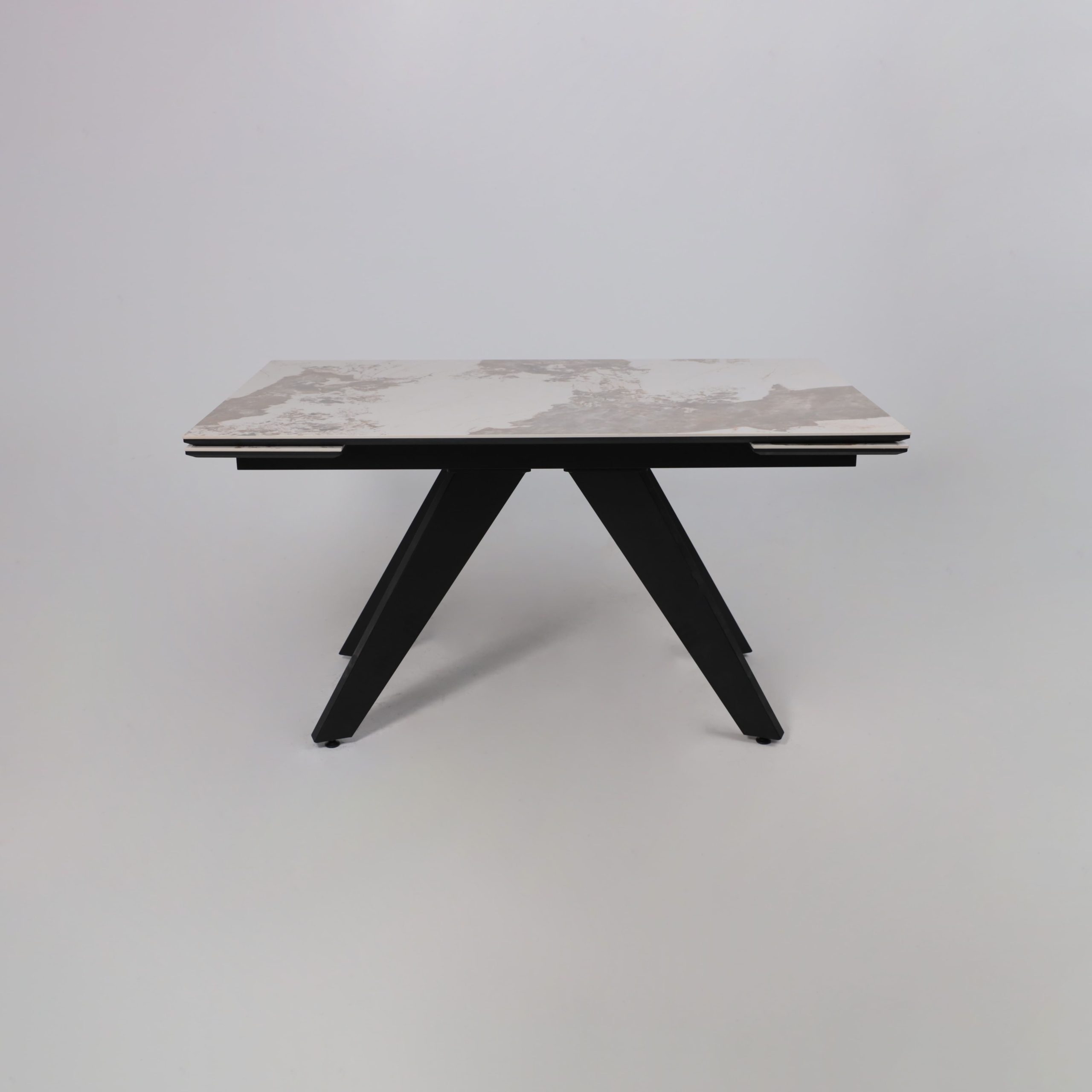 Стол AV 2122, МДФ+керамика, раздвижной 1400 (2000)*850 белый, глянцевый PANDORA/черный