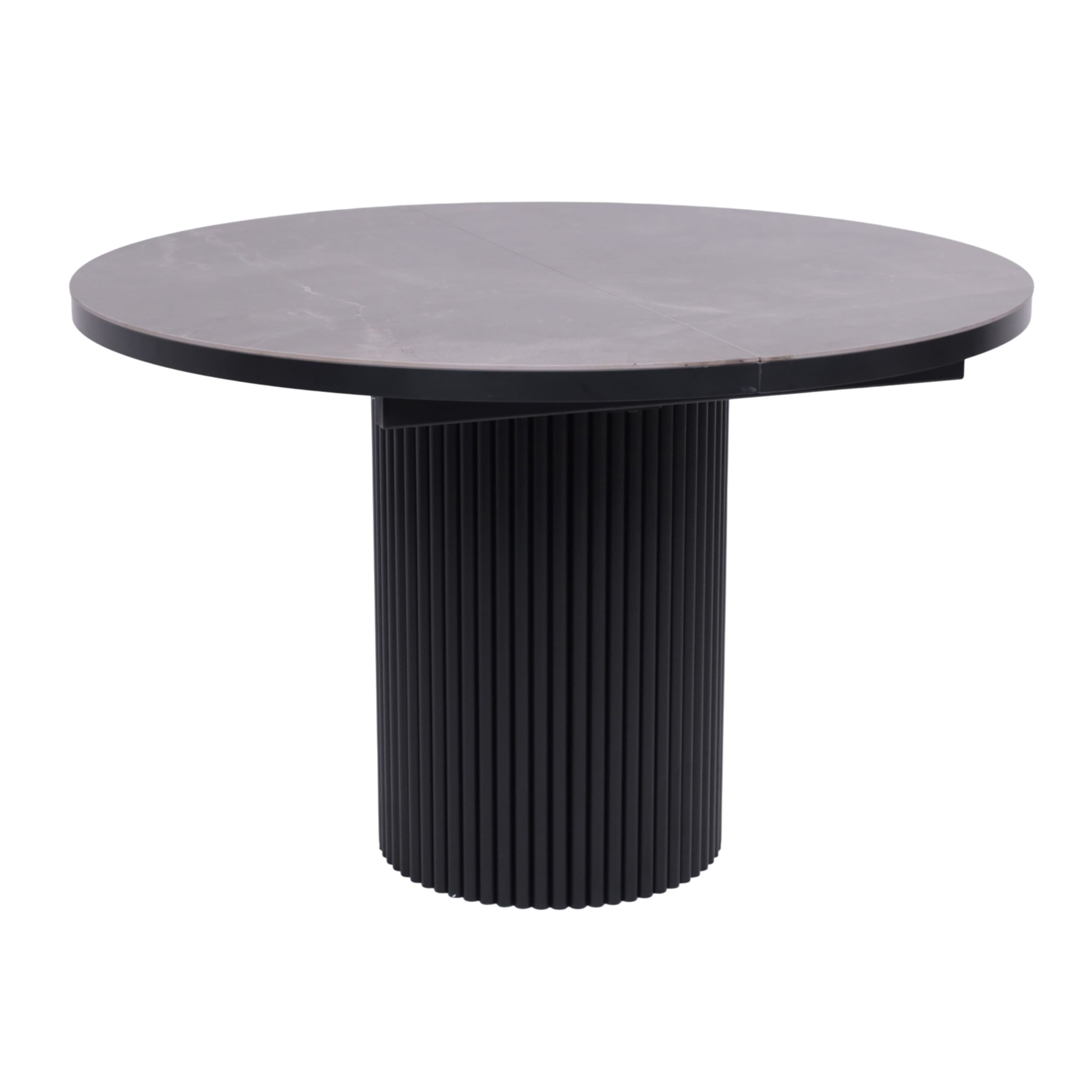 Стол ASKAR ROUND SLIDE-116, раздвижной круглый 116(156), BAYONA GREY PREMIUM CER/Черный