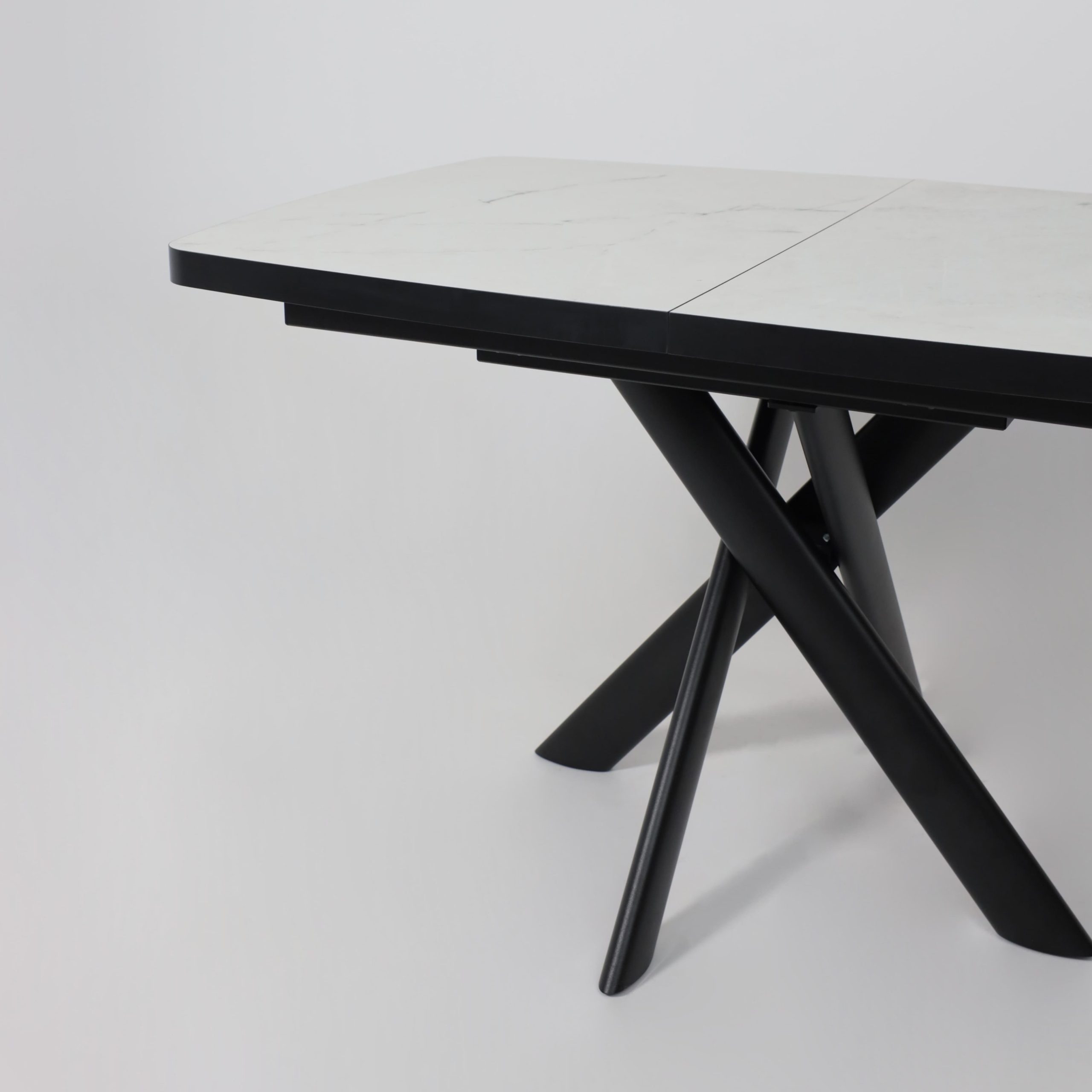 Стол LEONEL-130, раздвижной 130(165)х85, Кварцит-HPL/Черный