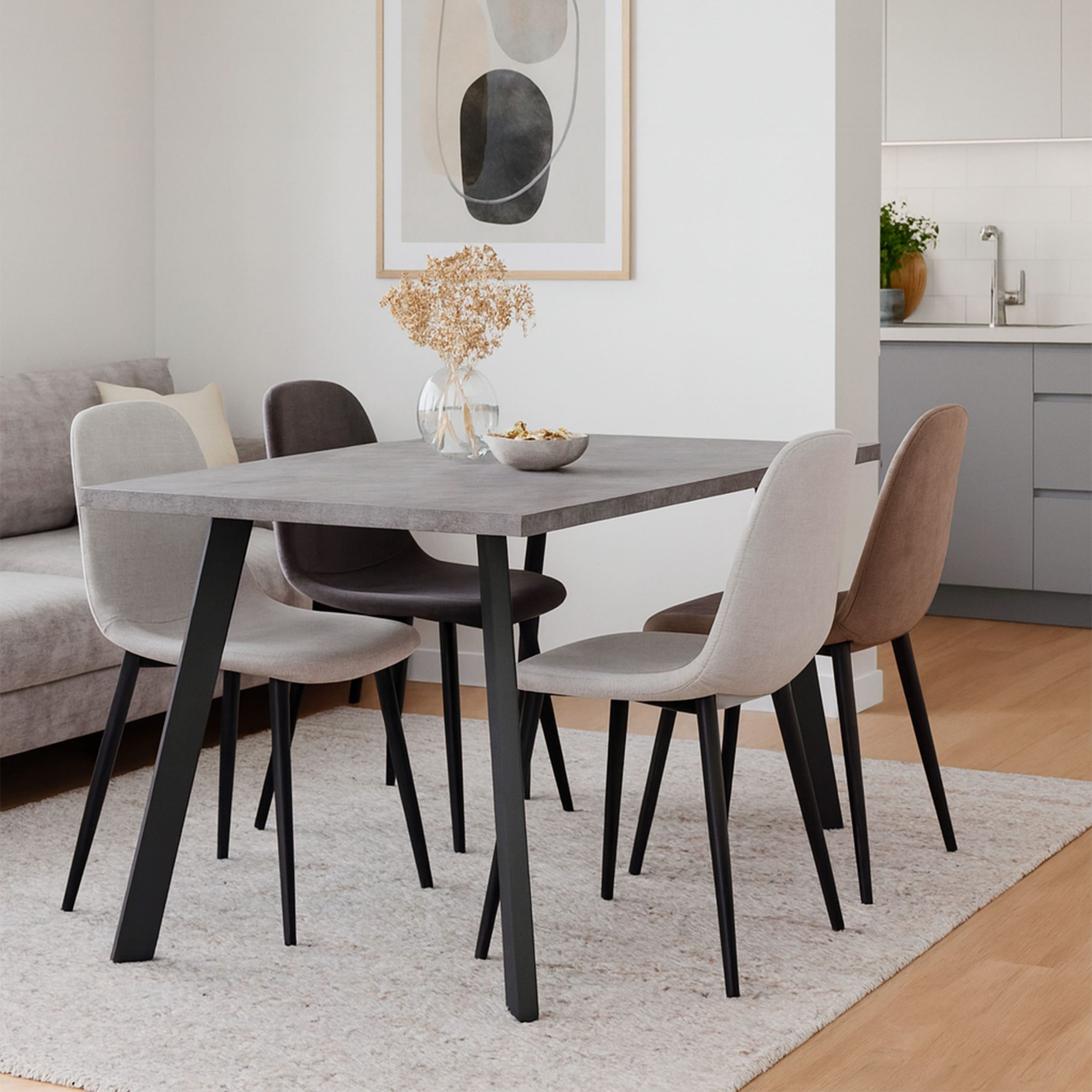 Стол BORG-140, раздвижной 140(180)х85, Дымчатая керамика/Чёрный