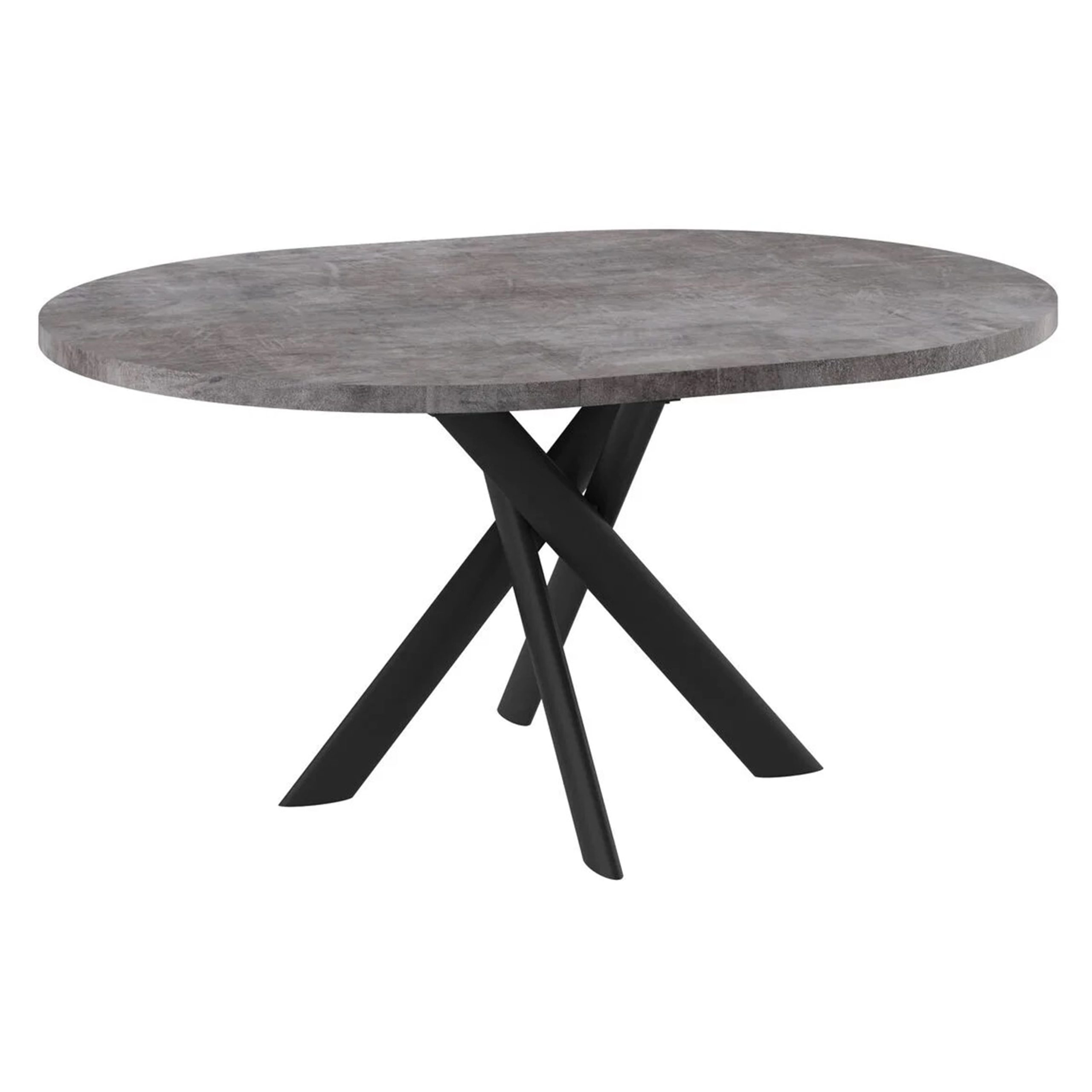 Стол RONALDO-120, круглый раздвижной 120(160), ДЫМЧАТАЯ КЕРАМИКА/Черный