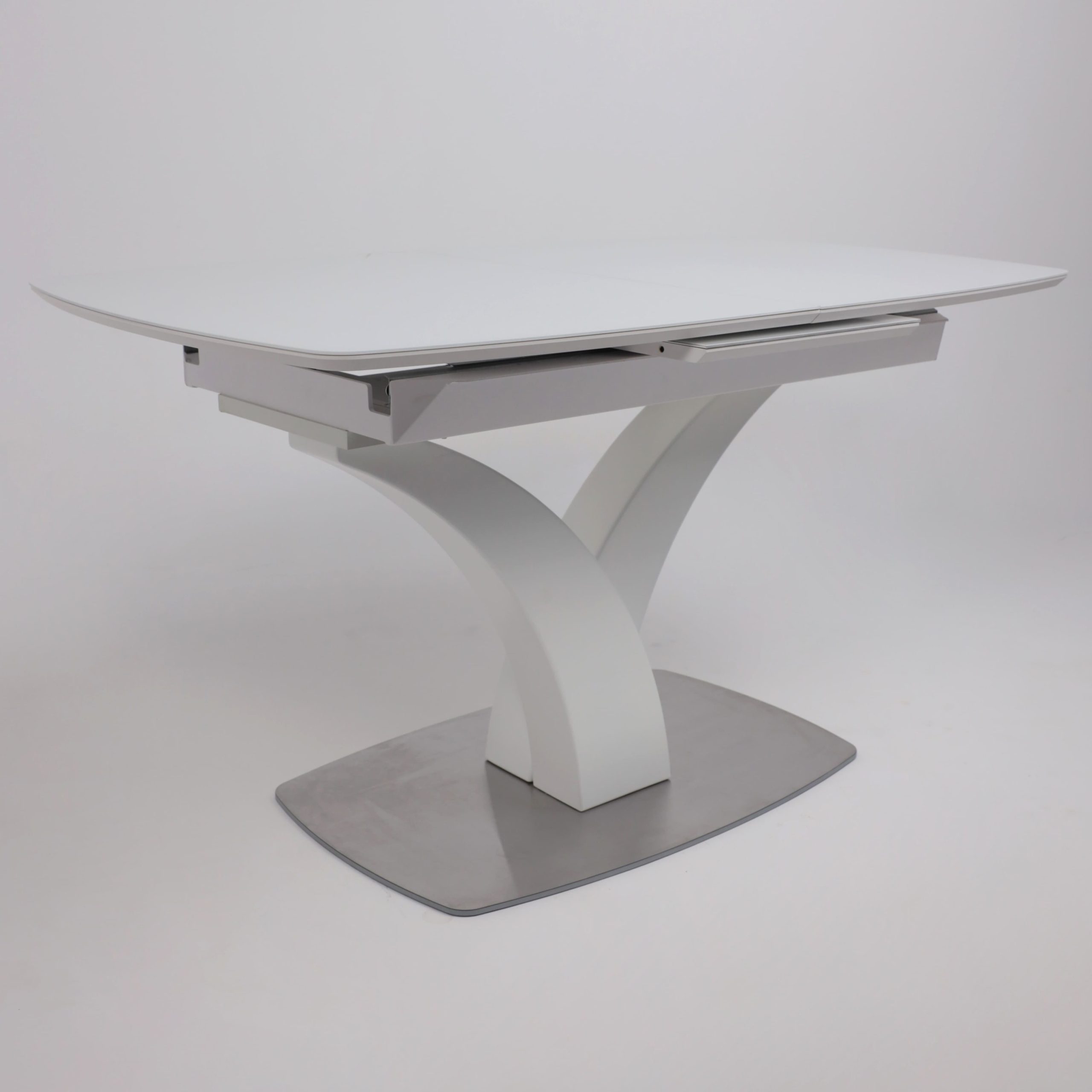 Стол НОТР ДАМ MODERNE, стекло Optiwhite 1400(1800)*850, Белый/Белый Муар