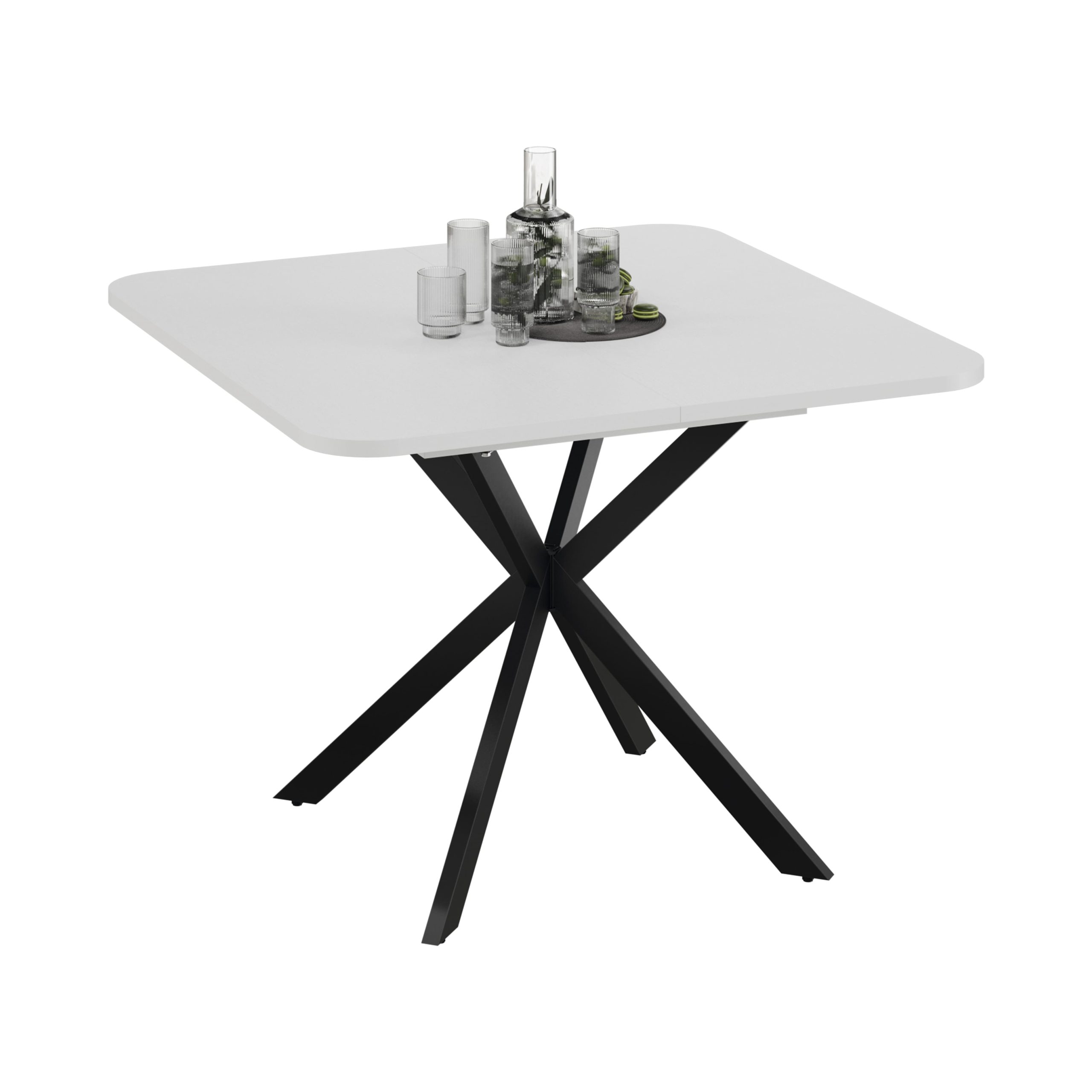 Стол раздвижной ЛИССАБОН Тип 1, 1000(1315)х1001х750, черные опоры/белый