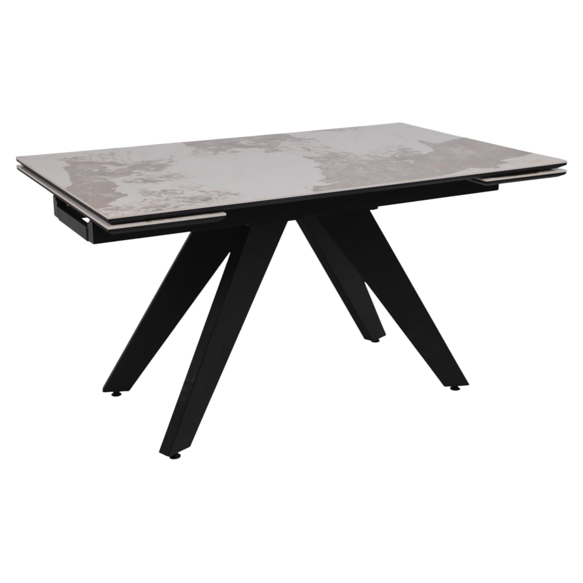 Стол AV 2122, МДФ+керамика, раздвижной 1400 (2000)*850 белый, глянцевый PANDORA/черный