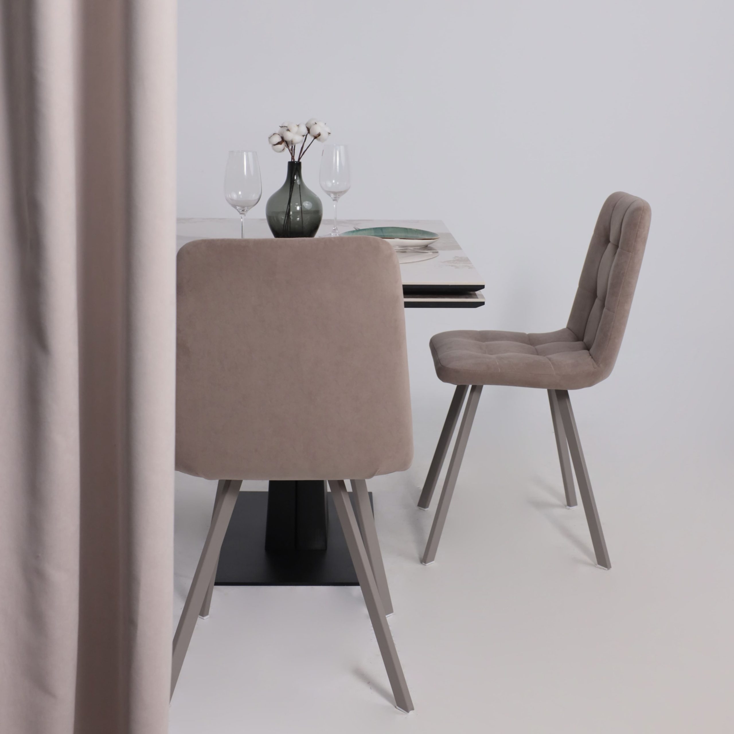 Стол AV 2119, МДФ+керамика, раздвижной 1200 (1800)*800 белый, глянцевый PANDORA/черный