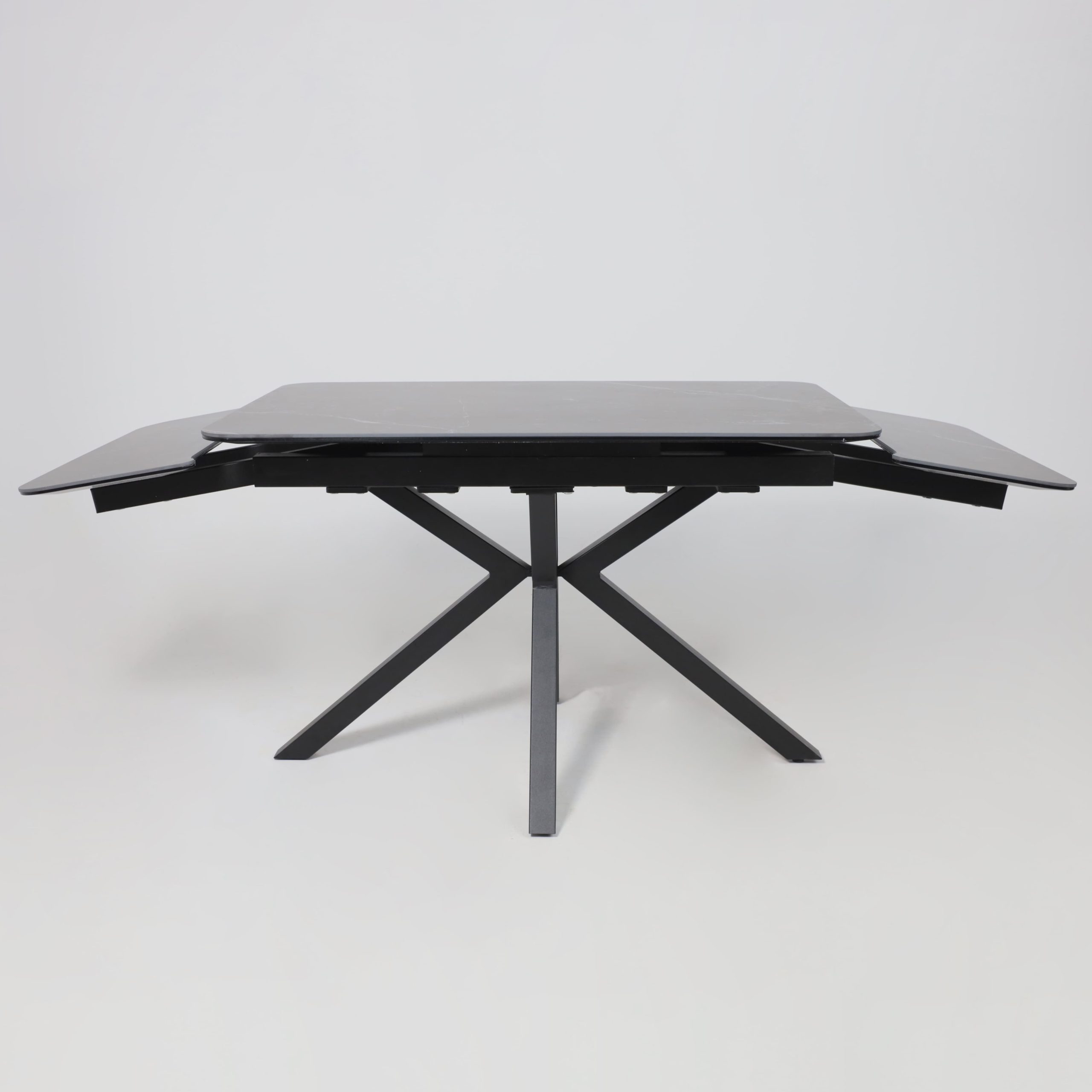 Стол РЕЙН NEW,керамика 0 кат. 1400(2040)*900, Камень черный Greys Black/Черный матовый