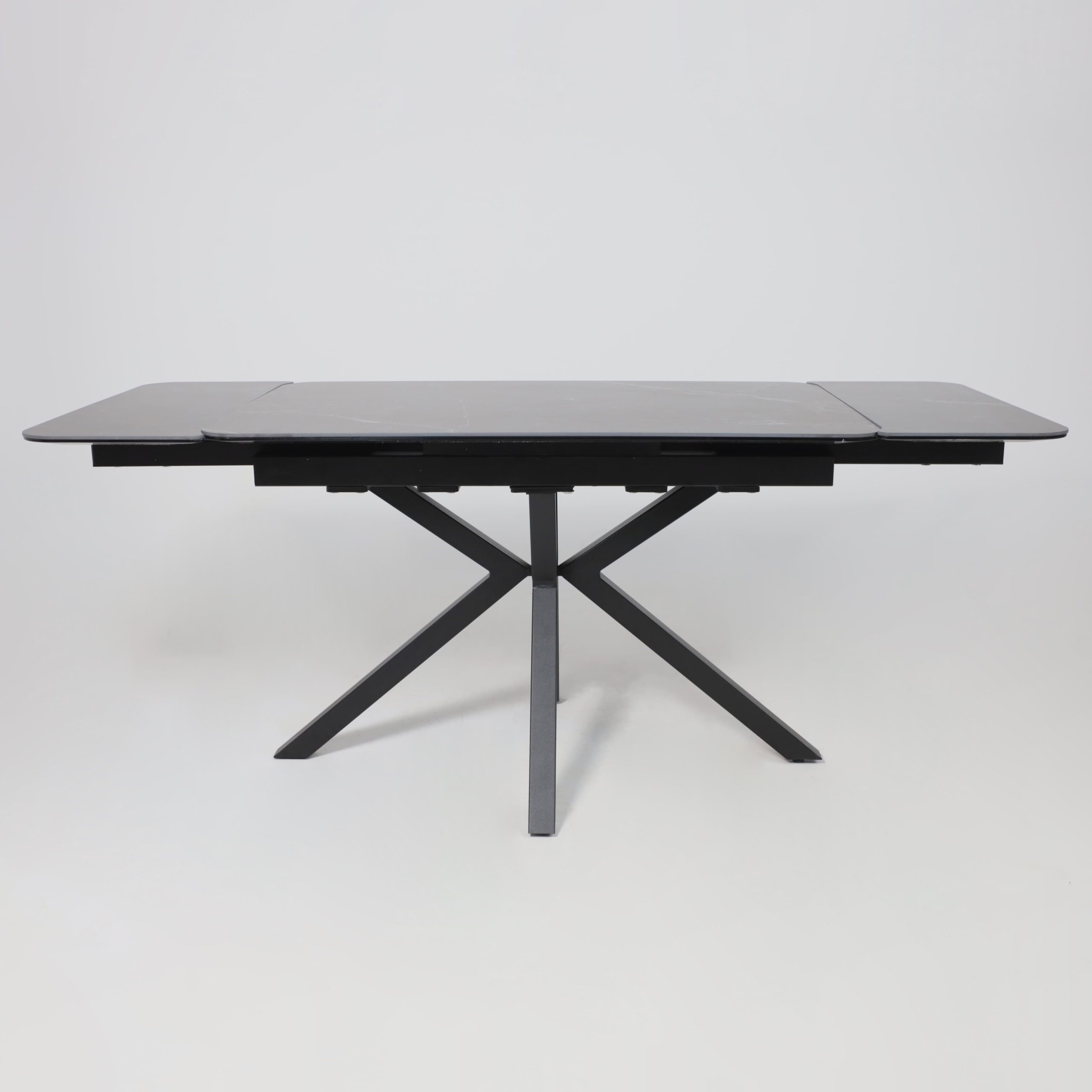 Стол РЕЙН NEW,керамика 0 кат. 1400(2040)*900, Камень черный Greys Black/Черный матовый