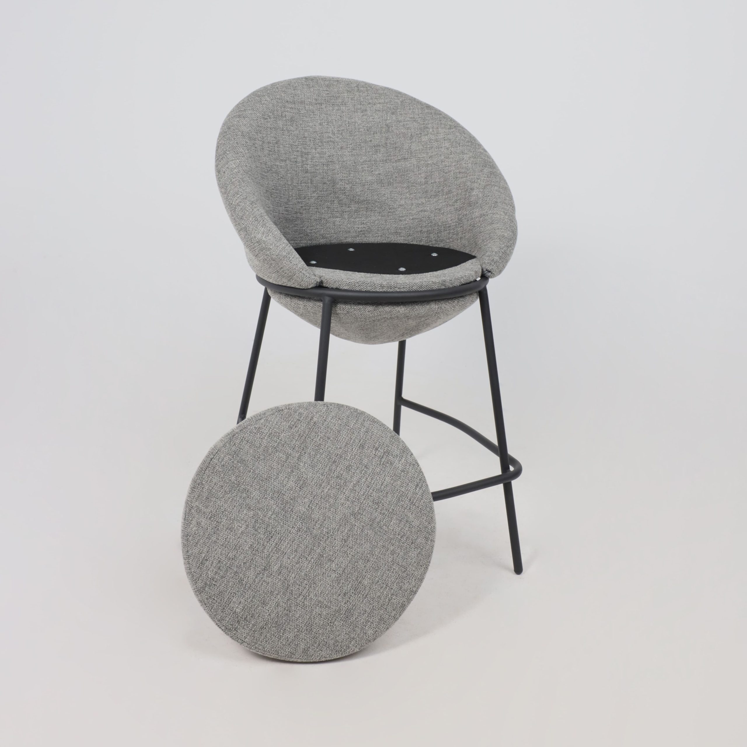 Стул BRAUN, полубарный, серая рогожка BREGO-15/черный