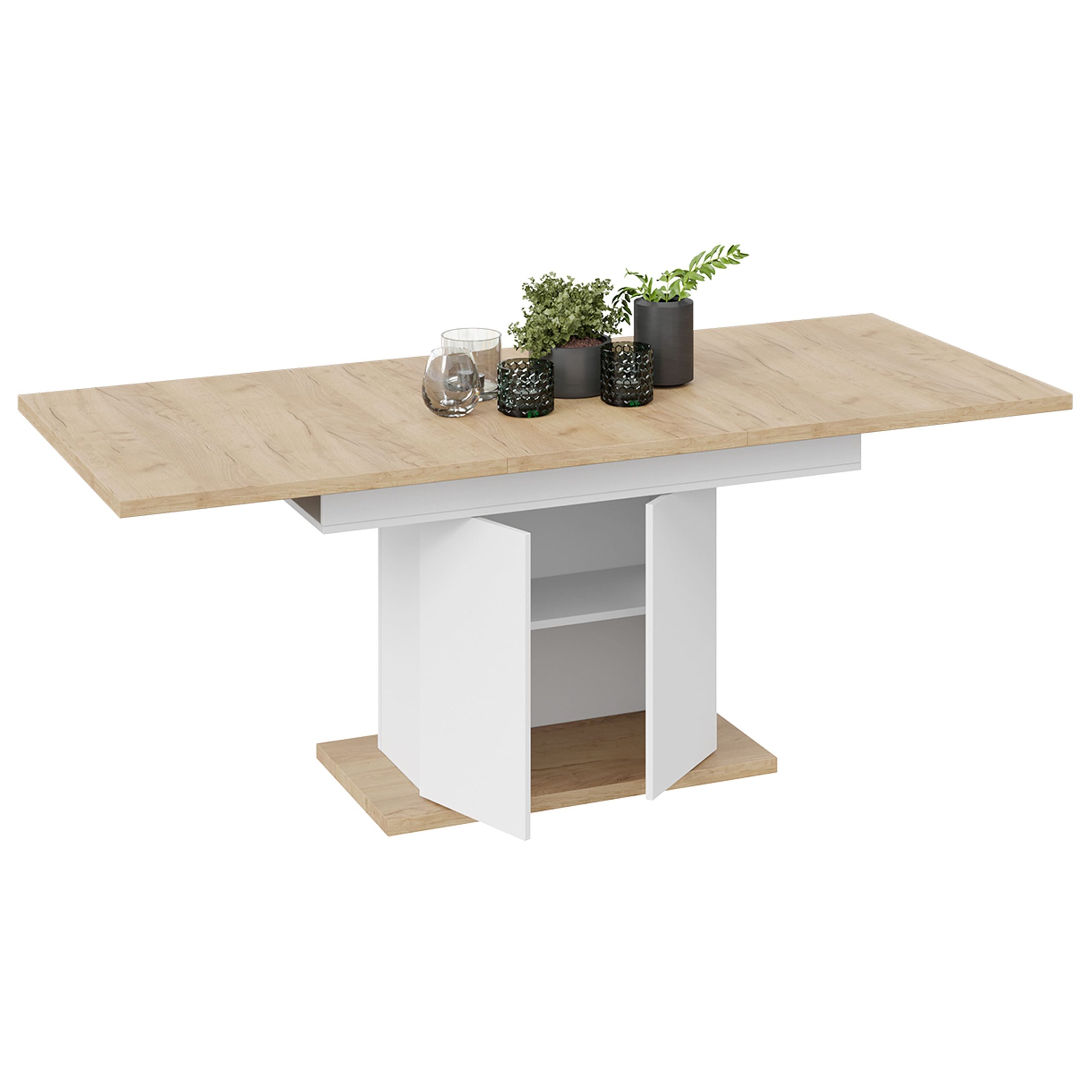 Стол раздвижной ДЕТРОЙТ Тип 1, 1504(2014)*850, дуб крафт золотой/белый