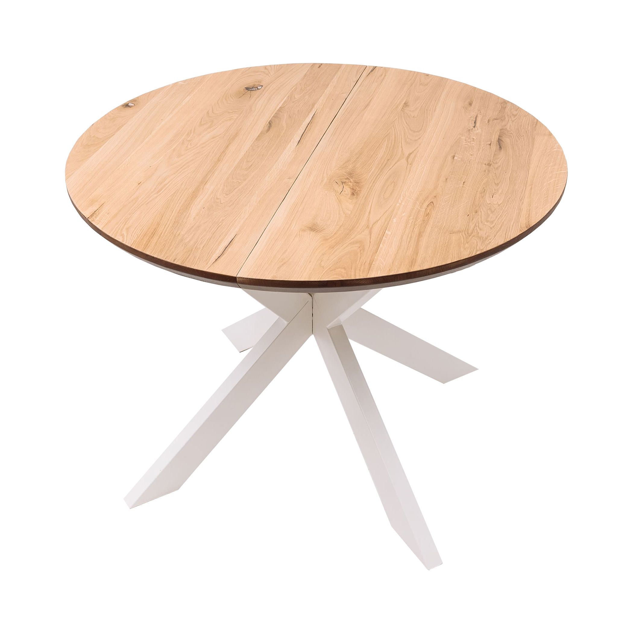 Стол РАУНД раздвижной, d100(140)*75, дуб натуральный/белый (ПрР-4 DSW (02) КСЕ/Р-80)