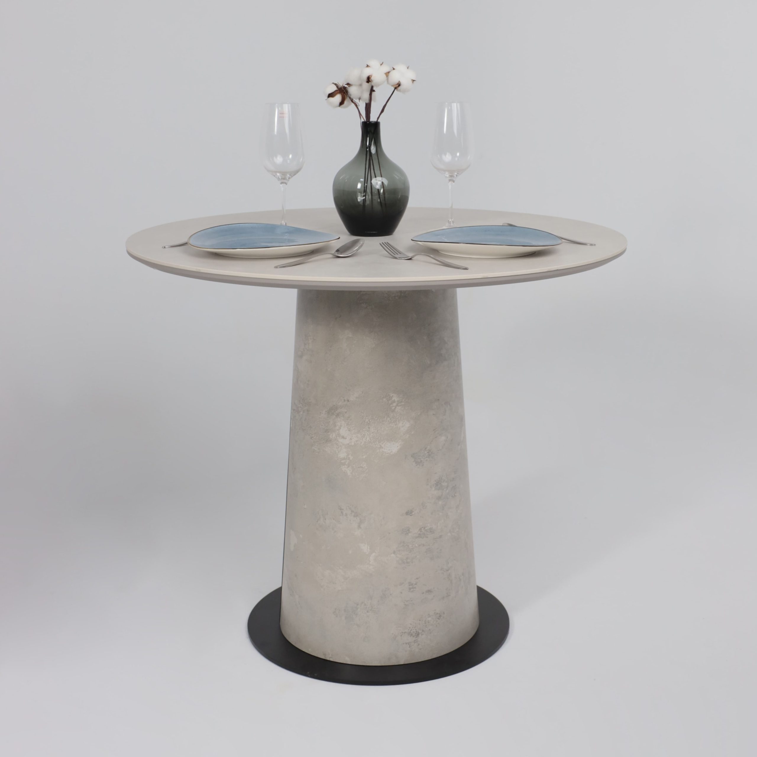 Стол AV 2317, МДФ+керамика, нераздвижной 900 серый, матовый CARMEN LIGHT GREY/черный+HPL Бетао