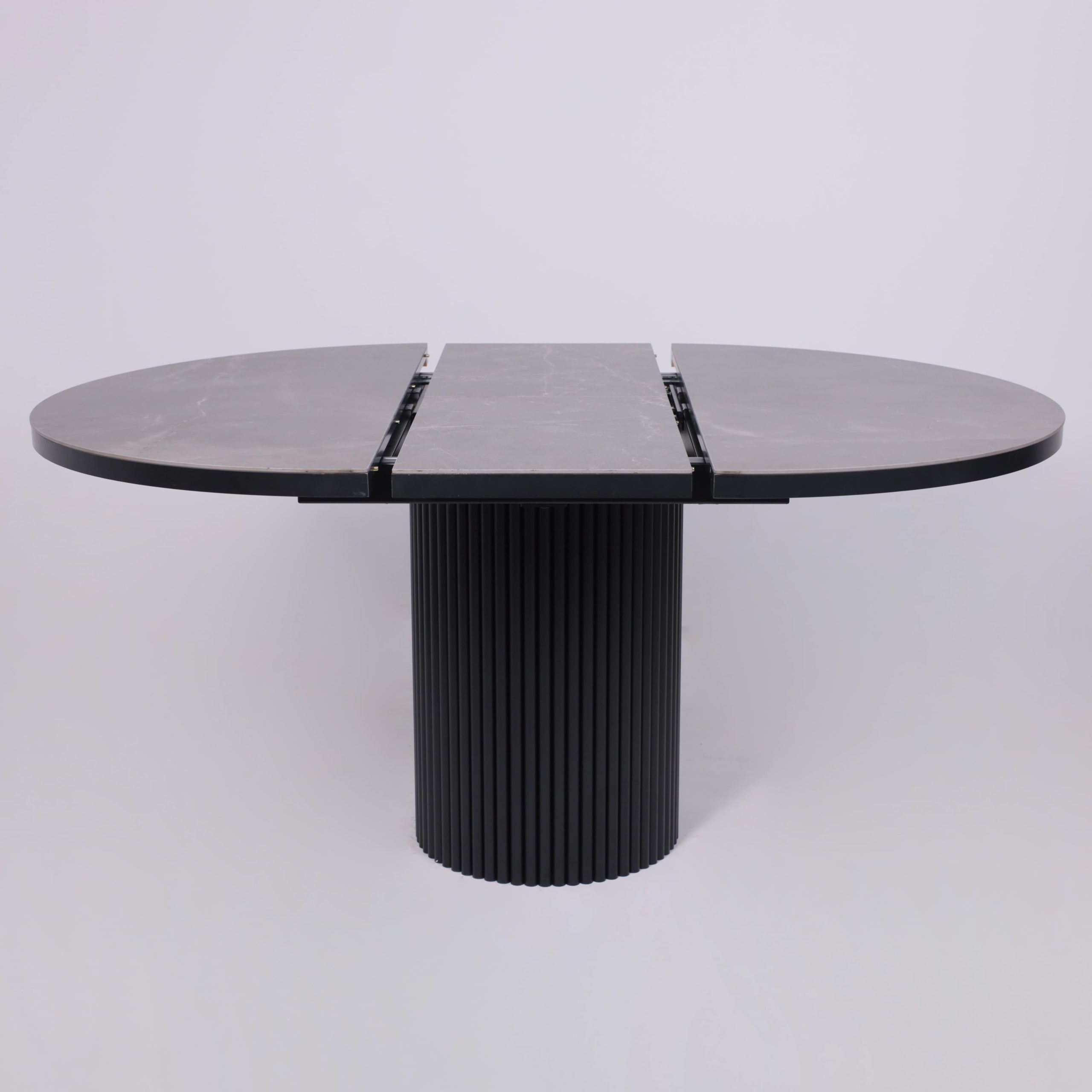 Стол ASKAR ROUND SLIDE-116, раздвижной круглый 116(156), BAYONA GREY PREMIUM CER/Черный