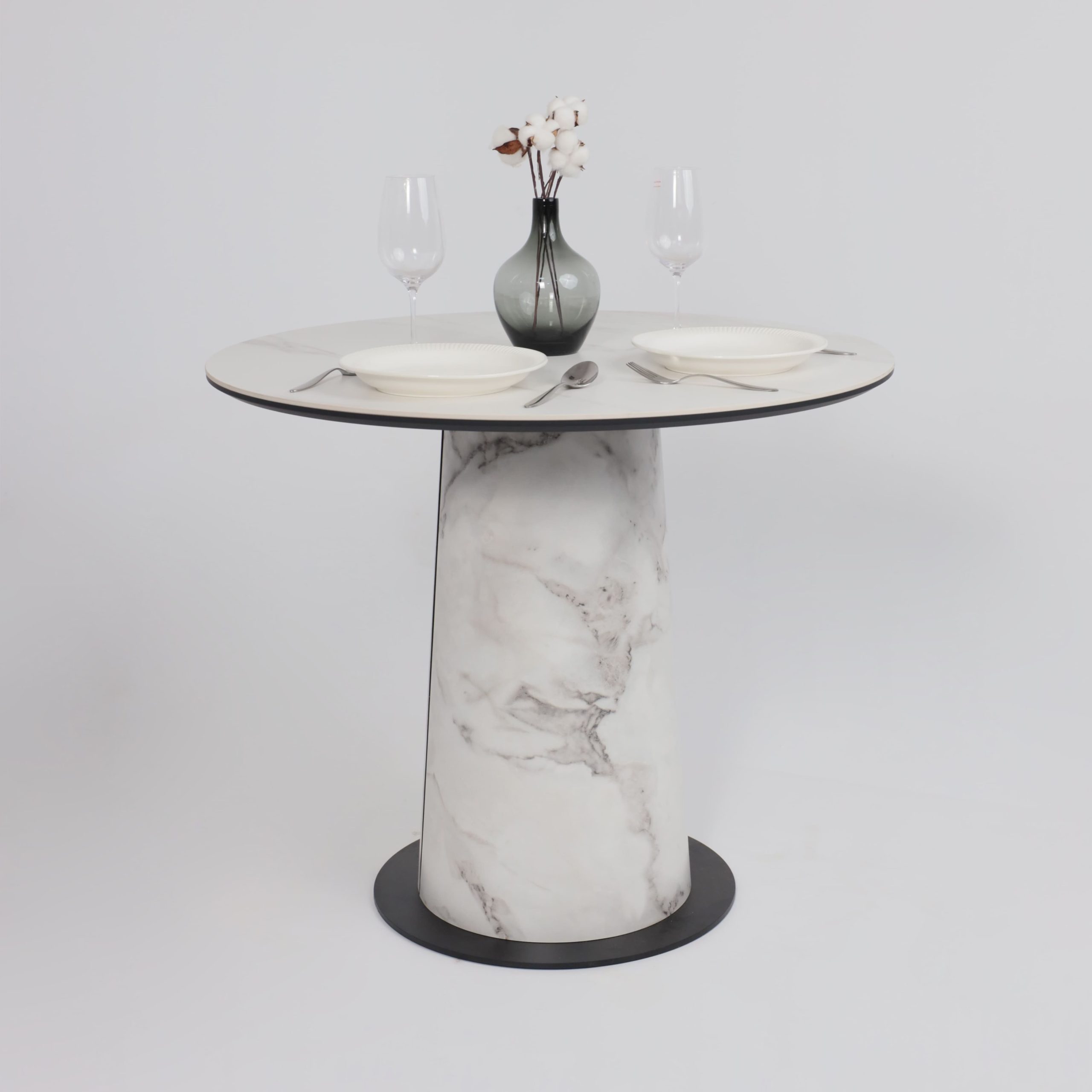 Стол AV 2317, МДФ+керамика, нераздвижной 900 белый, матовый SNOW WHITE/черный+HPL Виктори натуральный