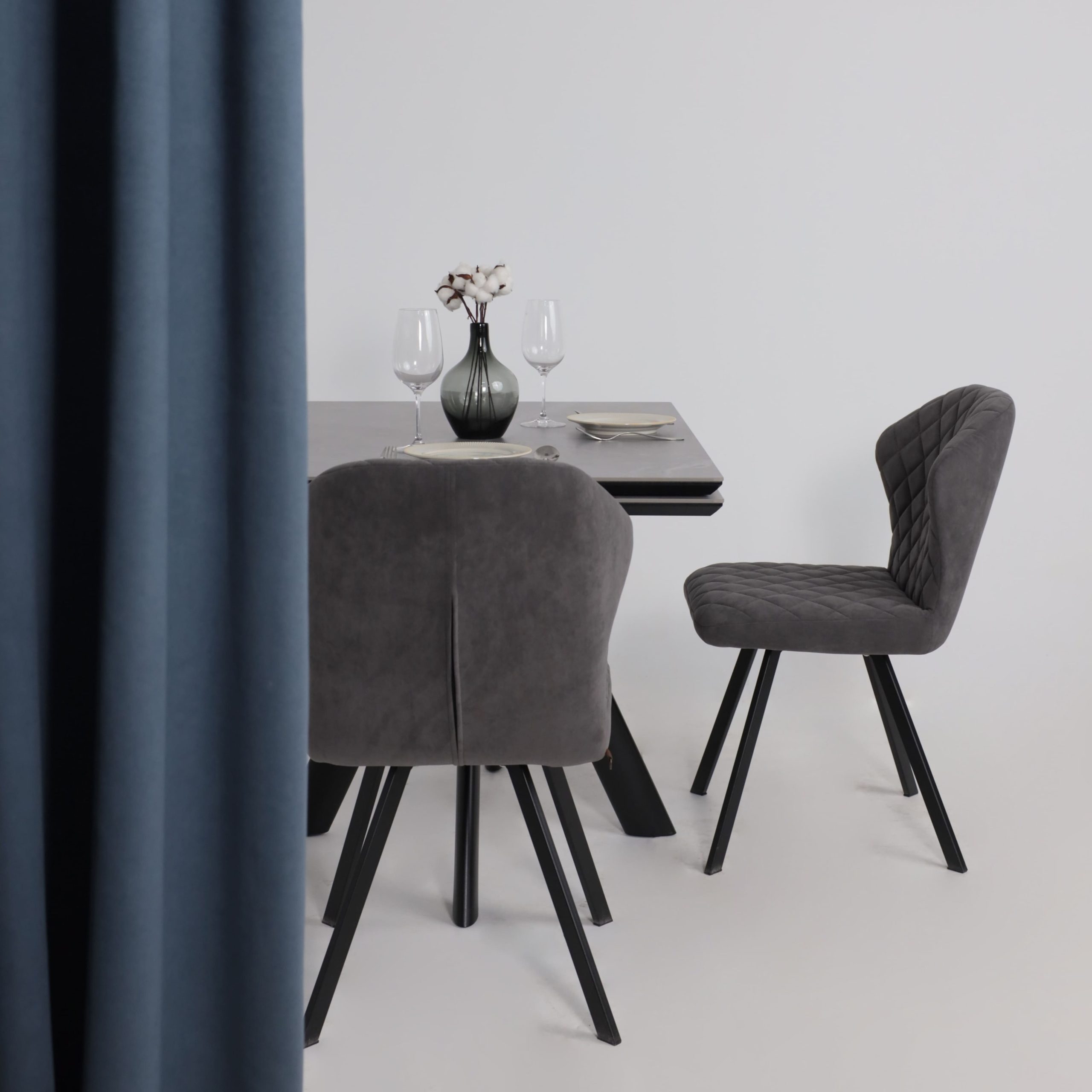 Стол JACK-120, раздвижной 120(30+30)х80, STONE GREY ST CER/Черный