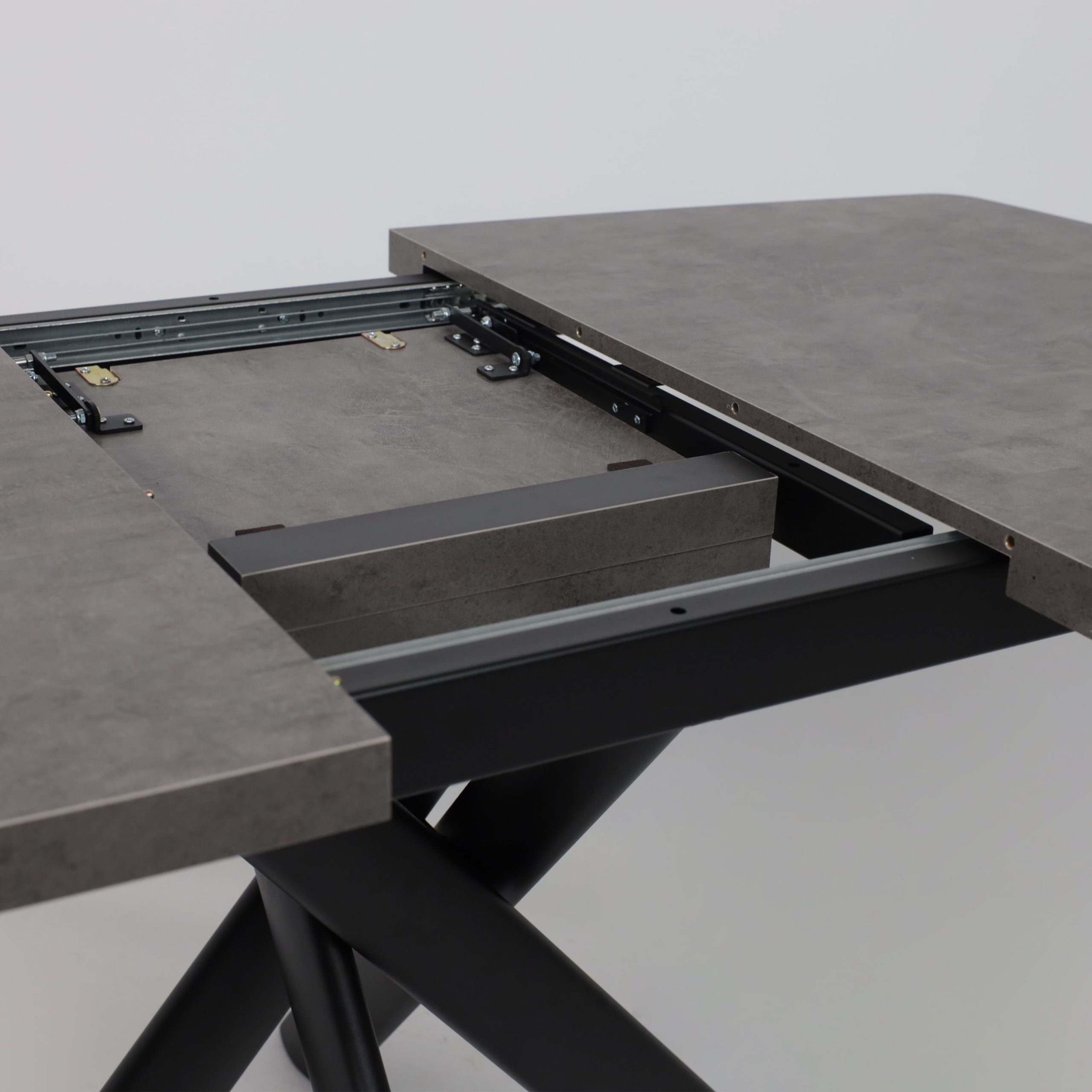 Стол LEONEL-130, раздвижной 130(165)х85, Дымчатая керамика/Черный