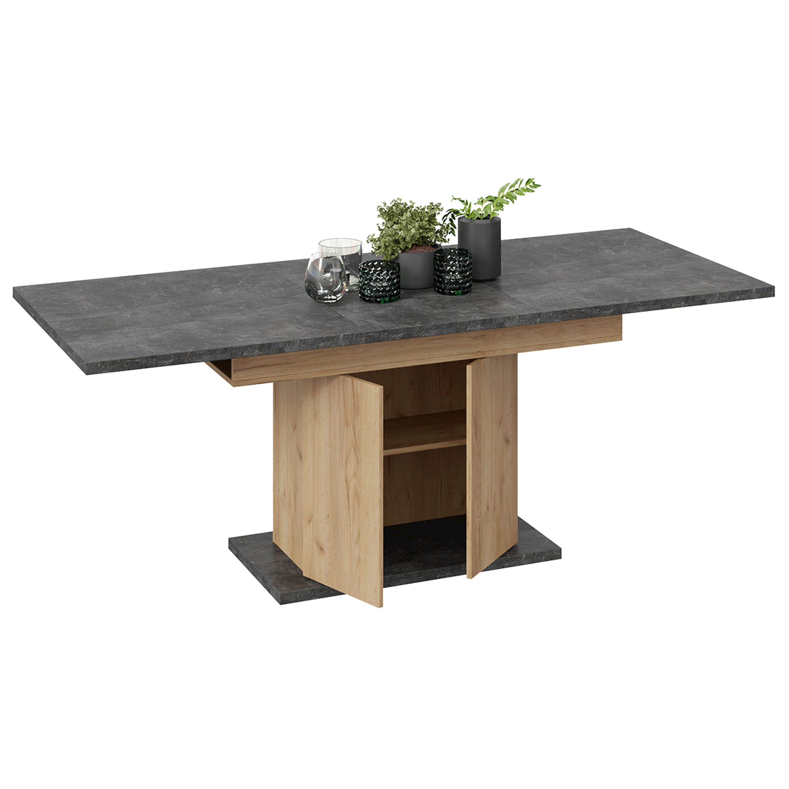 Стол раздвижной ДЕТРОЙТ Тип 1, 1504(2014)*850, ателье темный/дуб крафт золотой