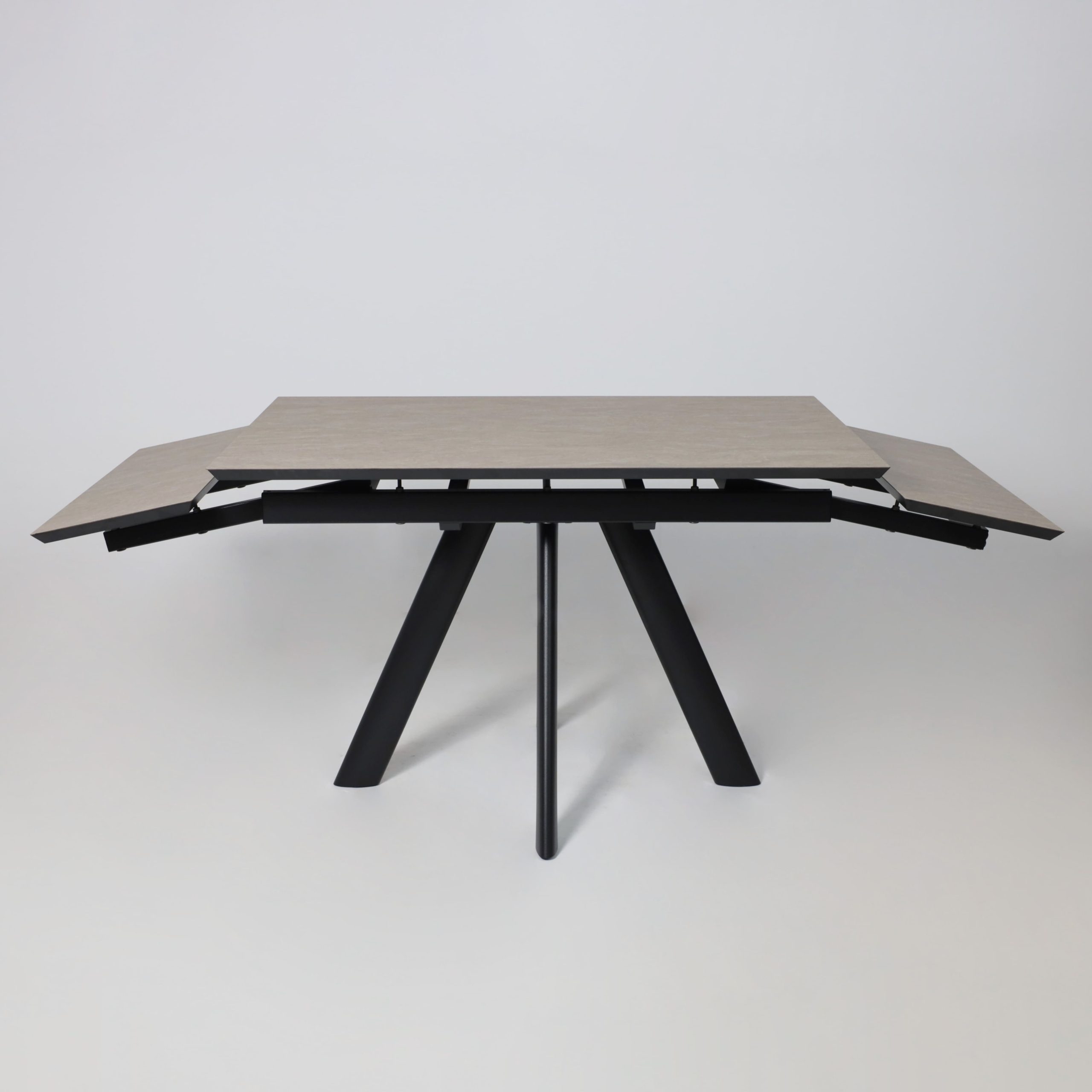 Стол JACK-120, раздвижной 120(30+30)х80, БЕЖЕВЫЙ КАМЕНЬ - COMPAKT CER/Черный