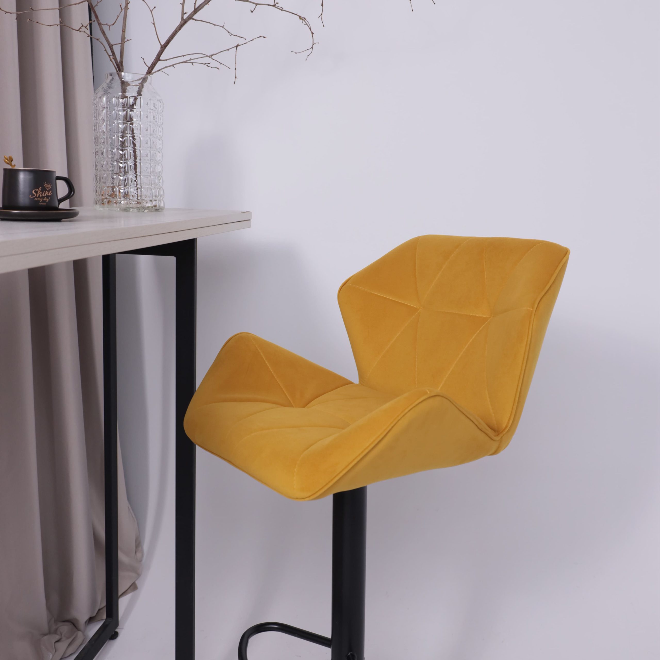 Кресло барное BERLIN GB, Velutto 56 горчичный велюр/черный