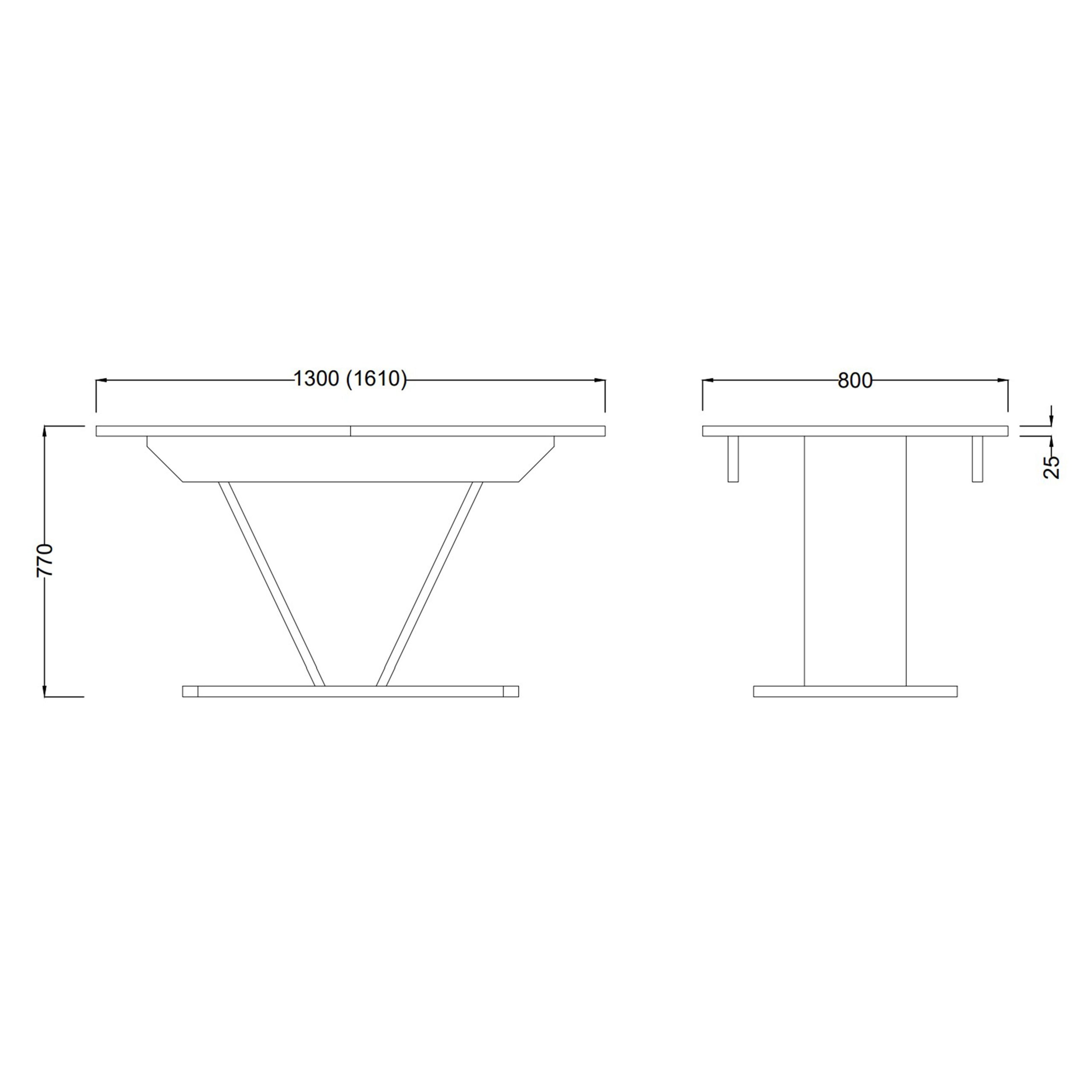 Стол ДРЕЗДЕН, пластик премиум 1300(1615)*800, Камень черный/Черный