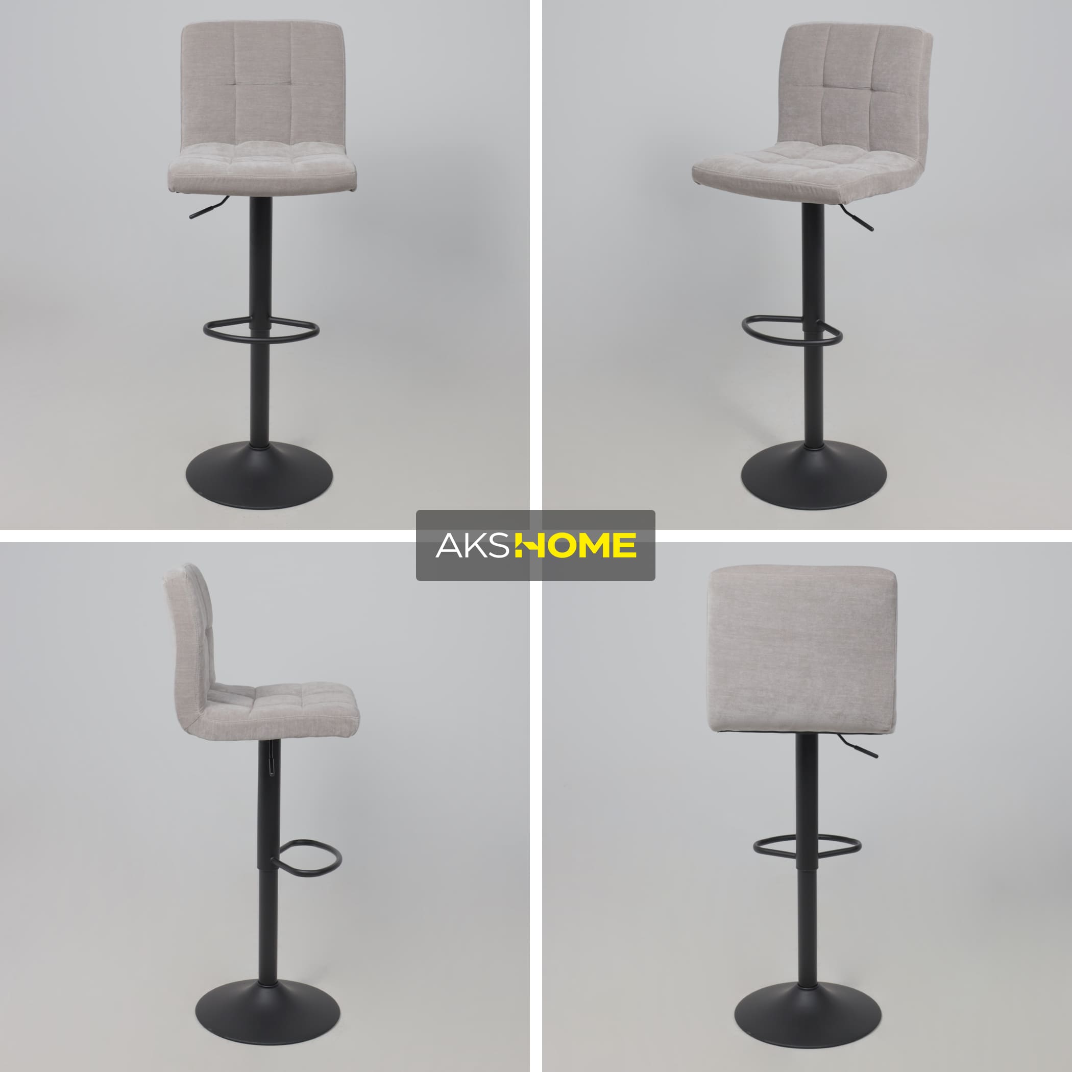 Стул барный LOGOS, серый шенилл Ote Canna 452/черный