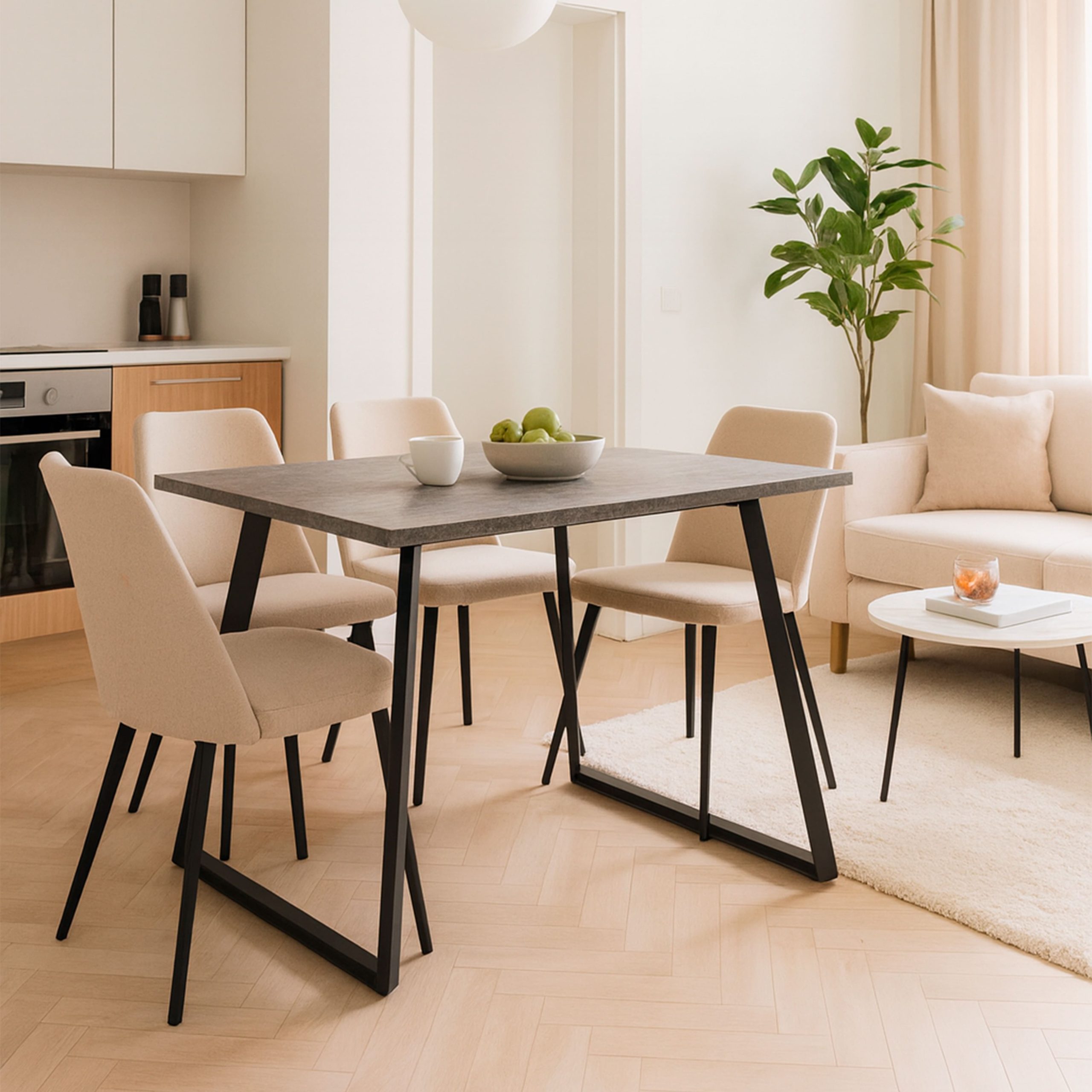 Стол LOFT-140, раздвижной 140(180)х85, Дымчатая керамика/Чёрный