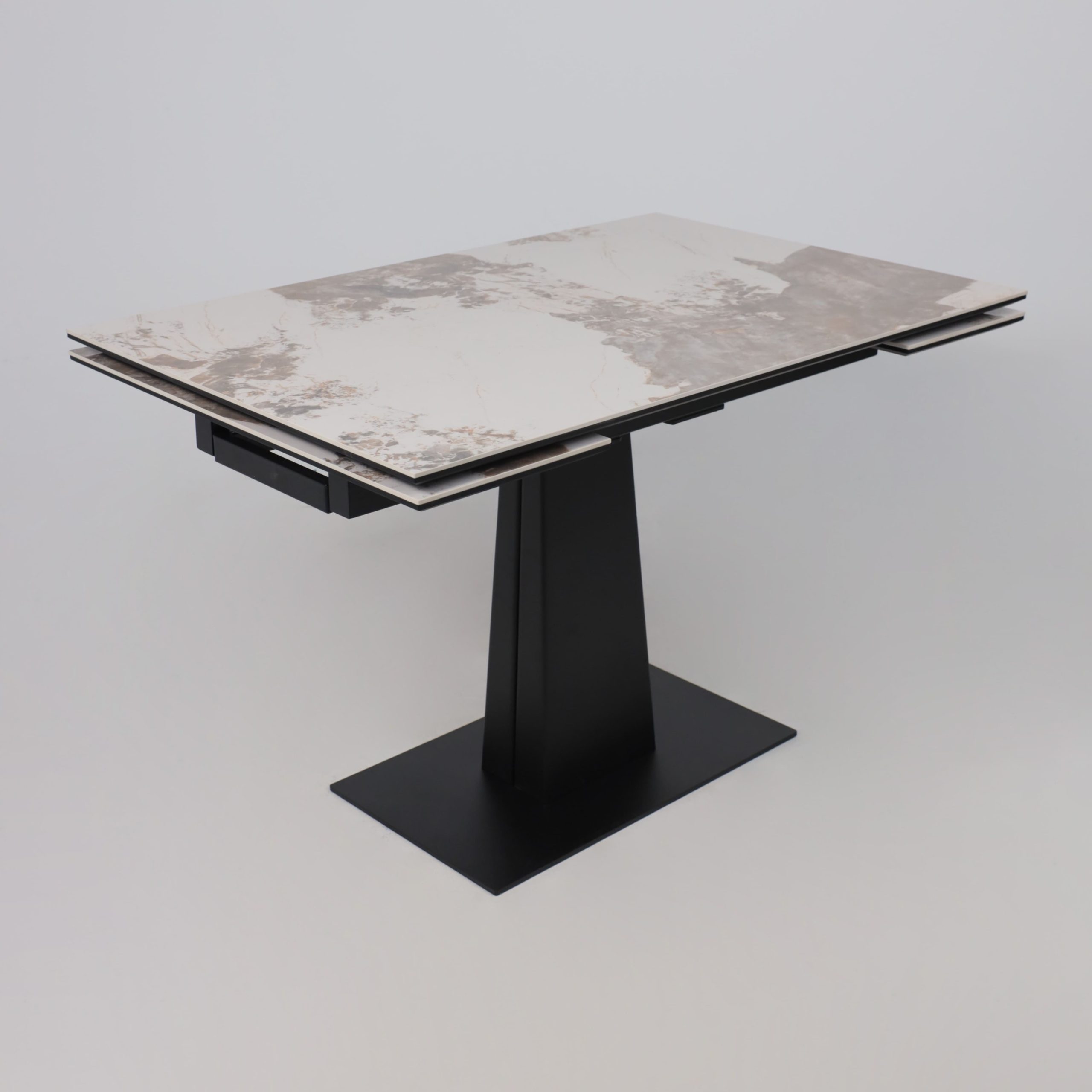 Стол AV 2119, МДФ+керамика, раздвижной 1200 (1800)*800 белый, глянцевый PANDORA/черный