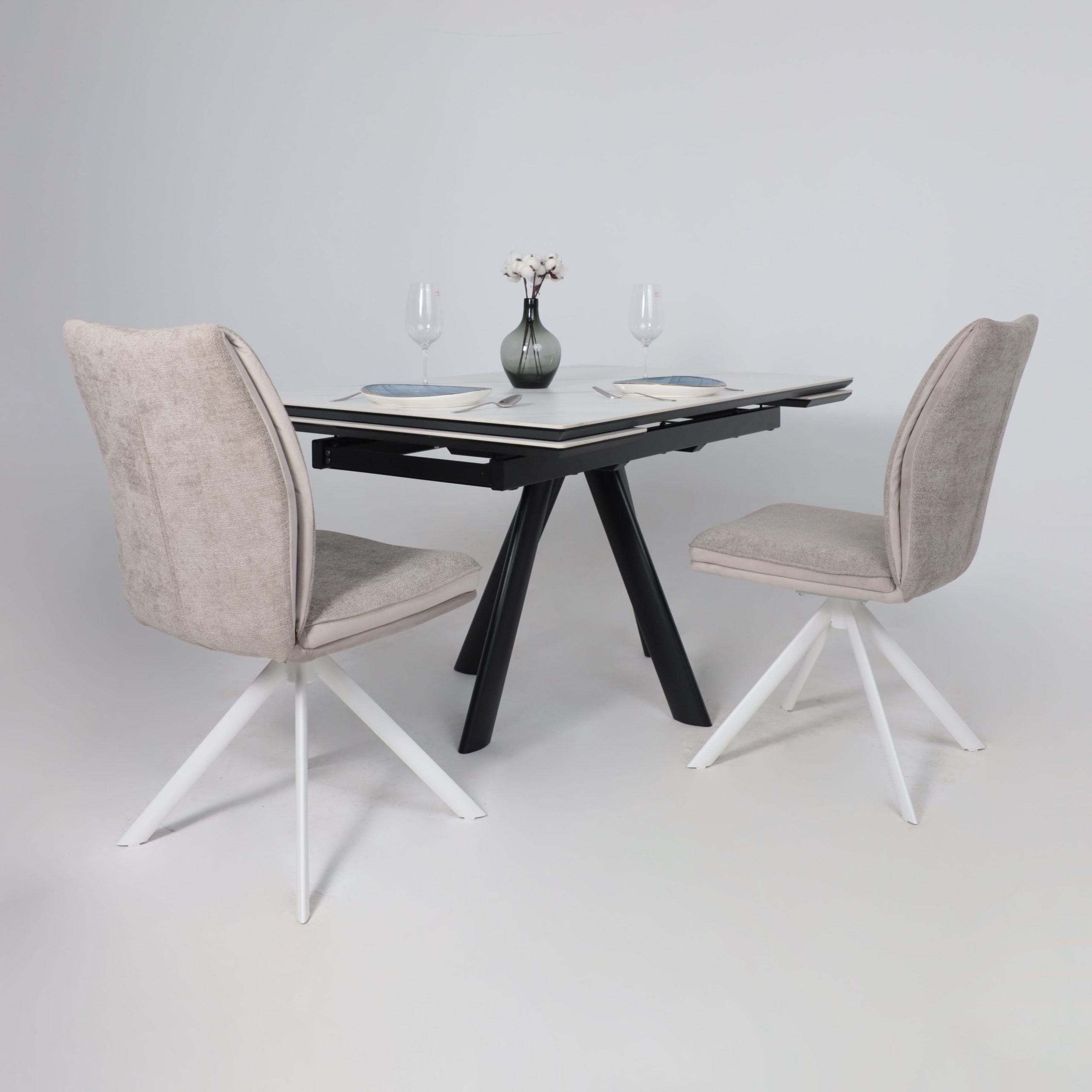 Стул SMART-R 360, g05 GREY BEIGE шенилл LUX - d07 PEARL GREY LUXбелый