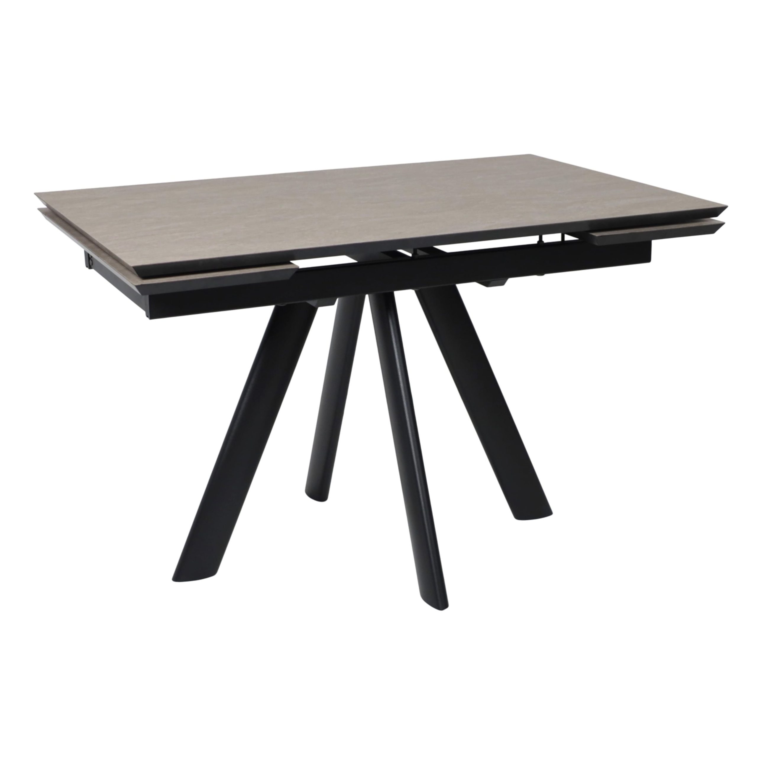 Стол JACK-120, раздвижной 120(30+30)х80, БЕЖЕВЫЙ КАМЕНЬ - COMPAKT CER/Черный