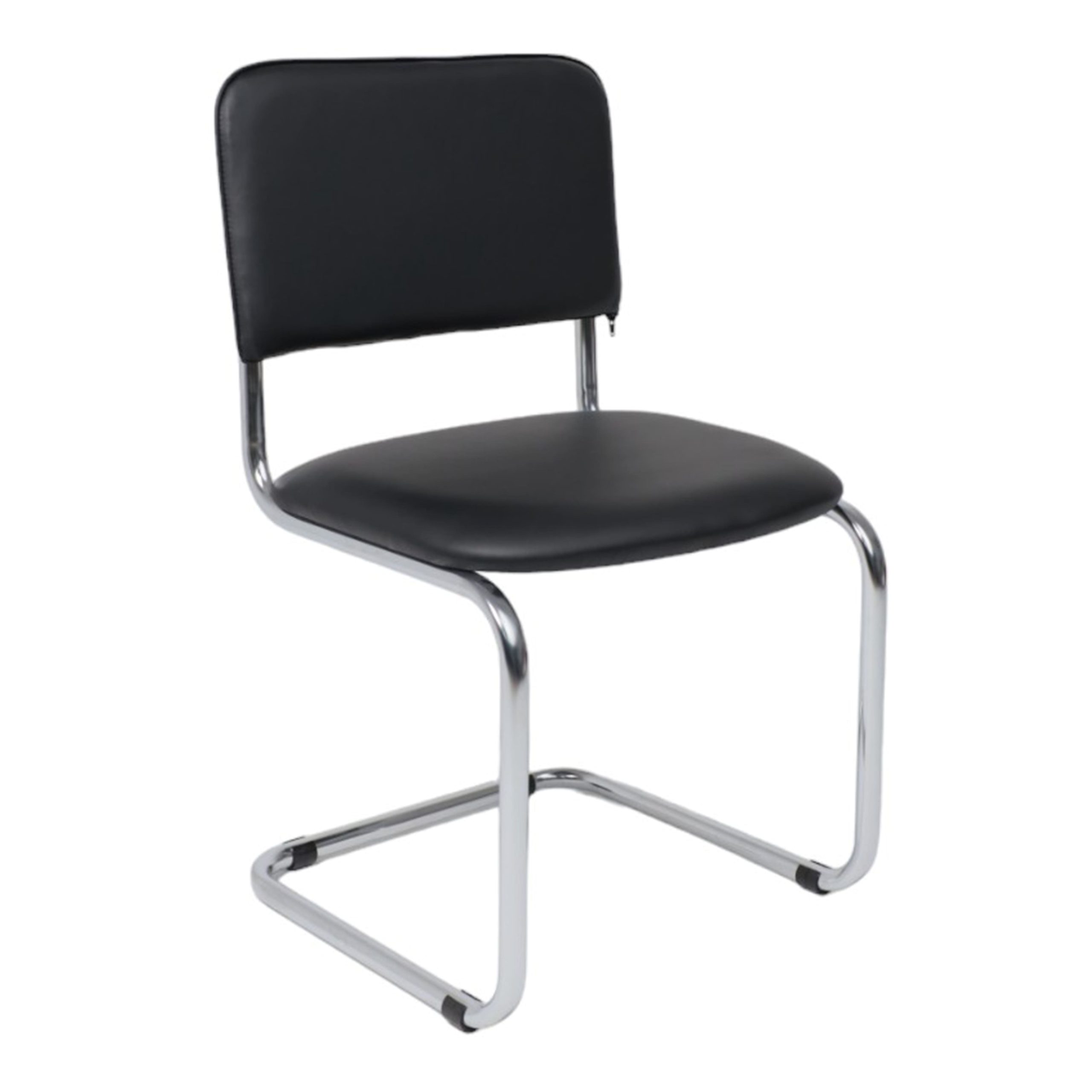 Кресло СЛАВИЯ, черный кожзам/хром