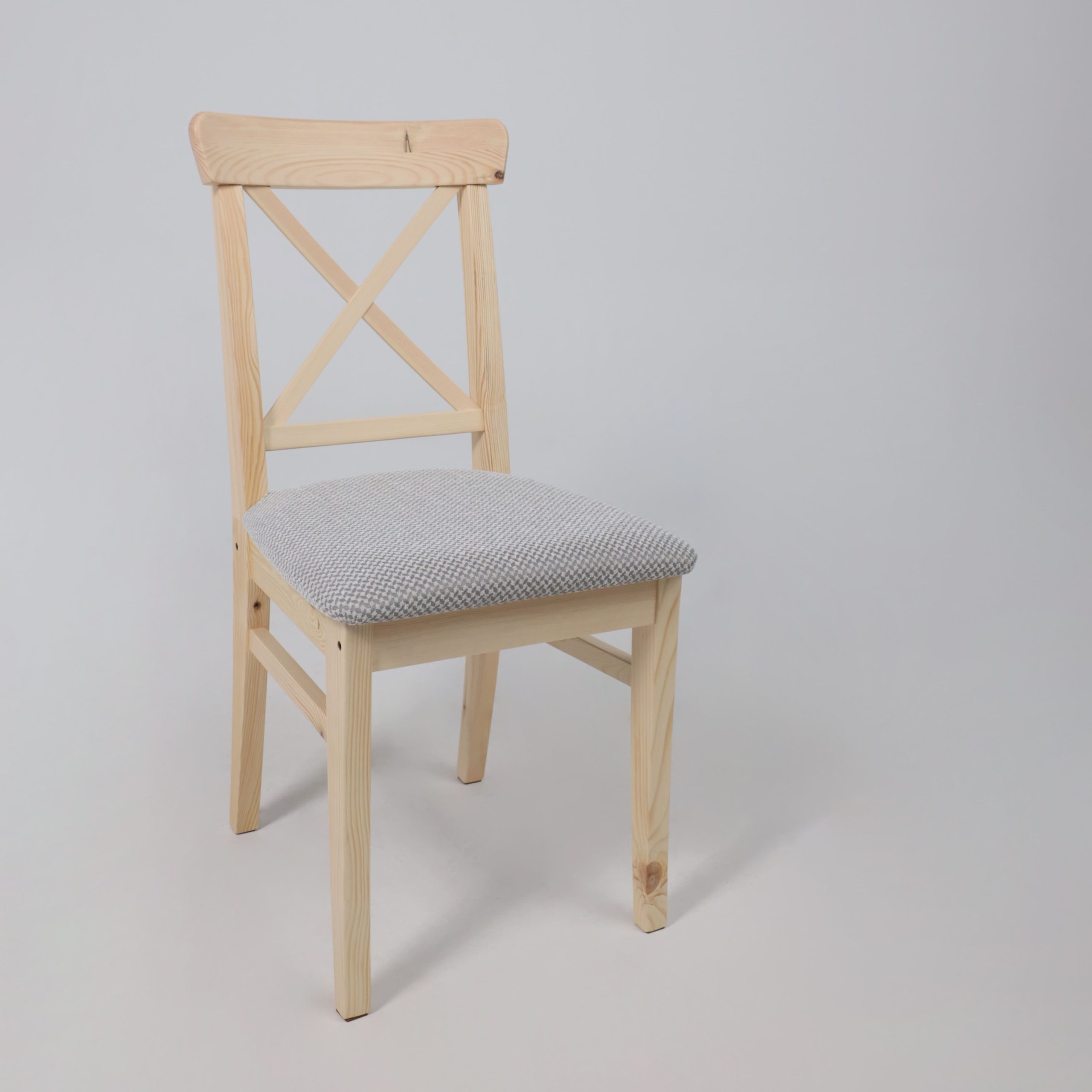 Стул Ингольф, тон 15, прозрачный лак/серая ткань Аризона дождь 149/2