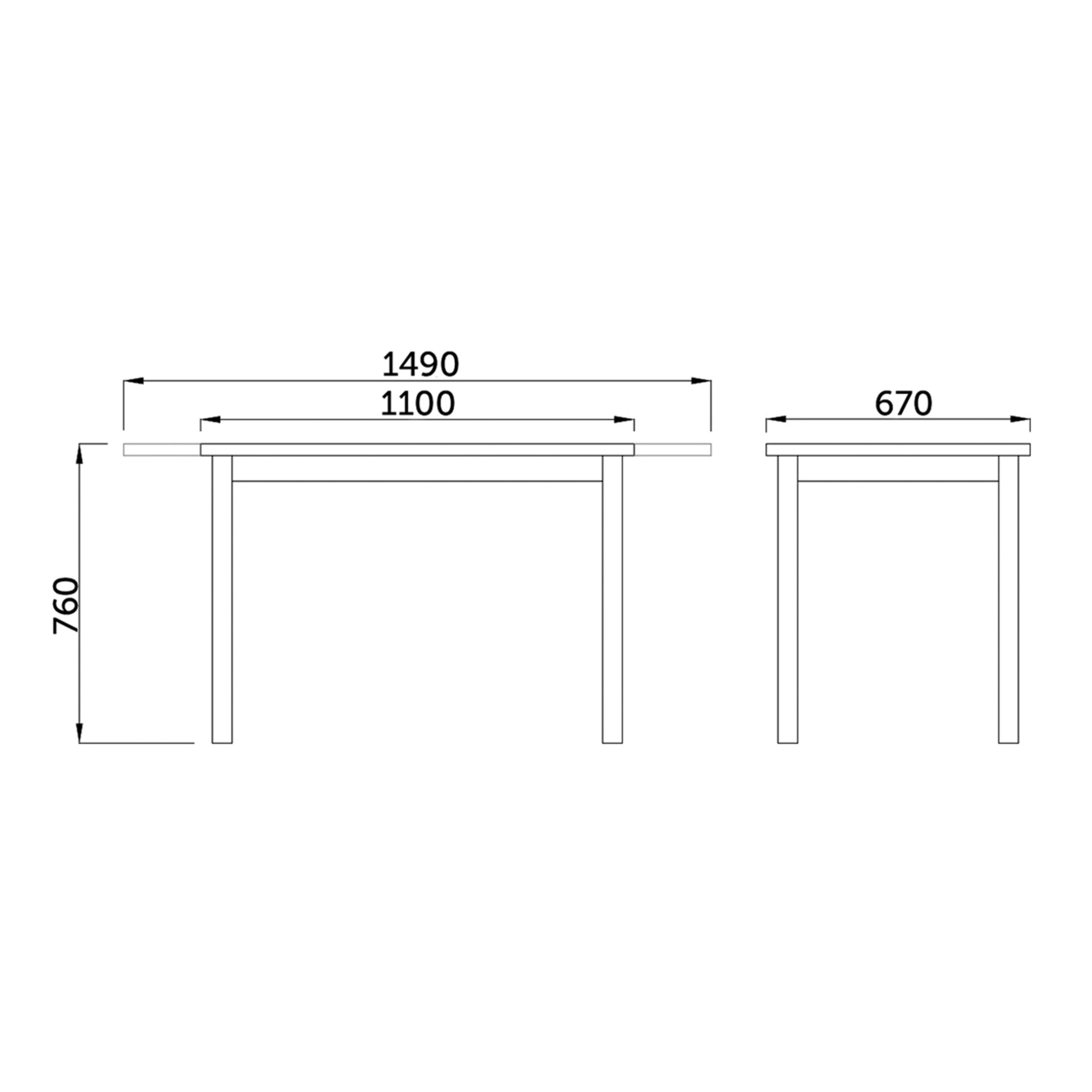Стол раздвижной ONE (СОО), 1100(1490)*670*770, (белый мат)