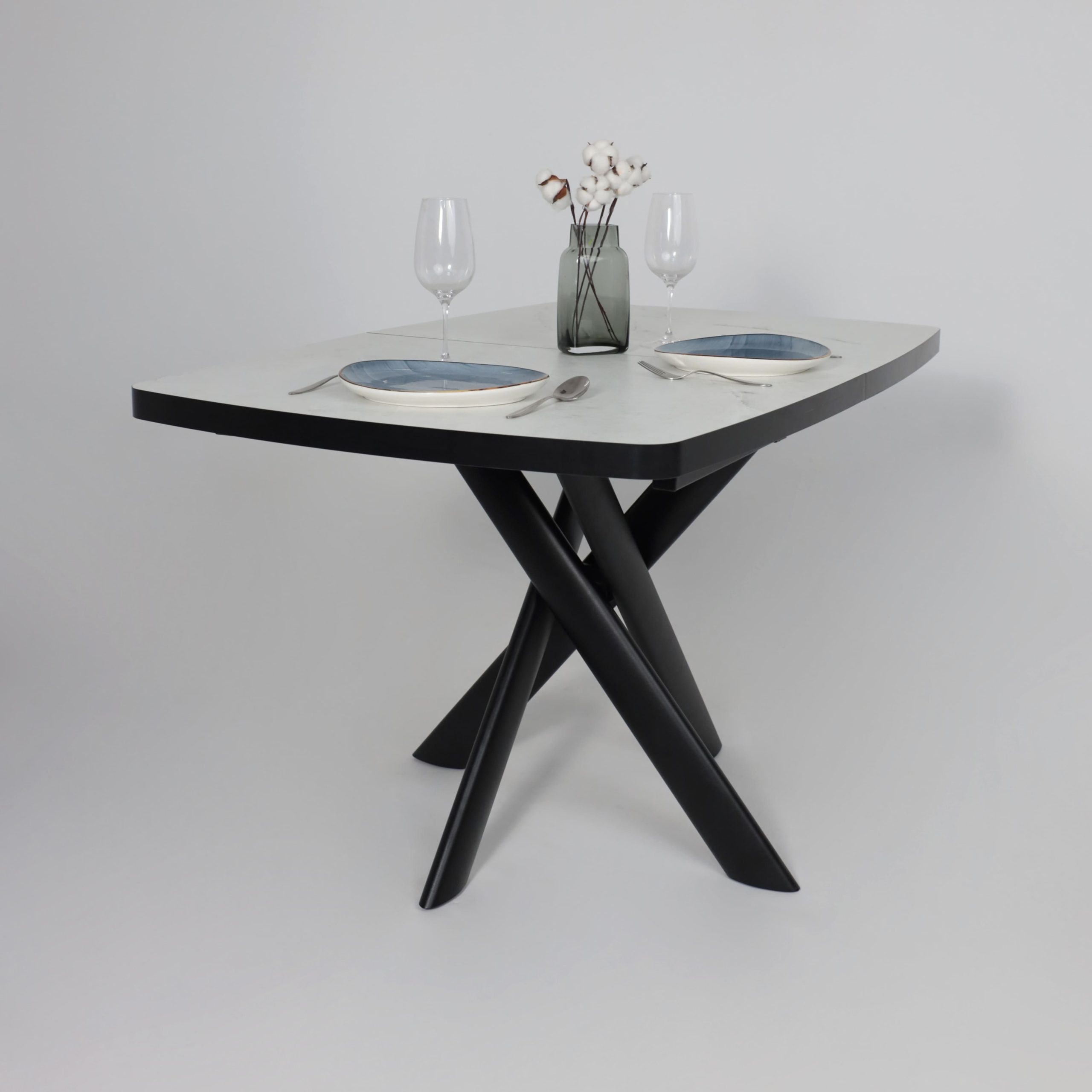 Стол LEONEL-130, раздвижной 130(165)х85, Кварцит-HPL/Черный