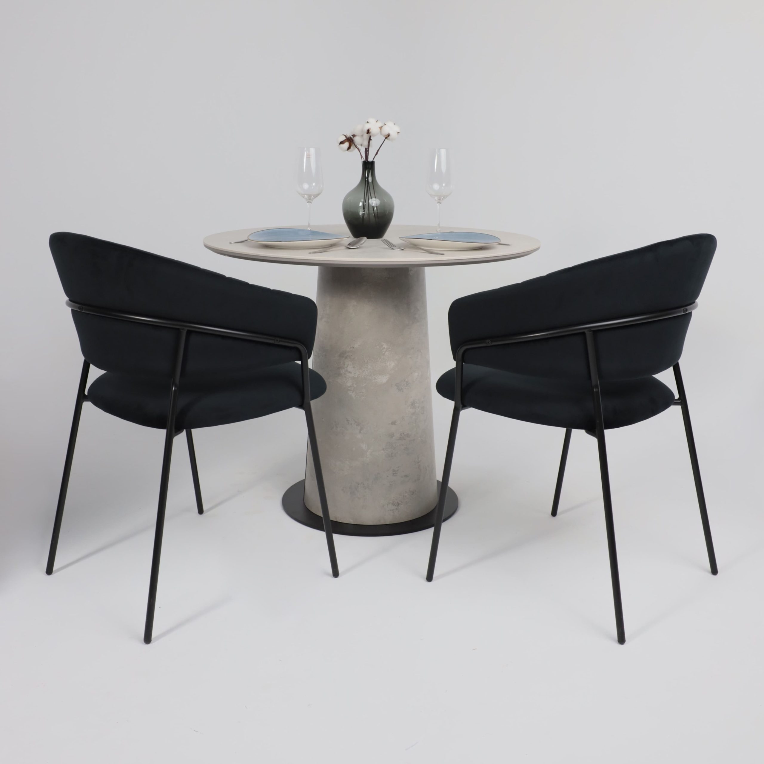 Стол AV 2317, МДФ+керамика, нераздвижной 900 серый, матовый CARMEN LIGHT GREY/черный+HPL Бетао