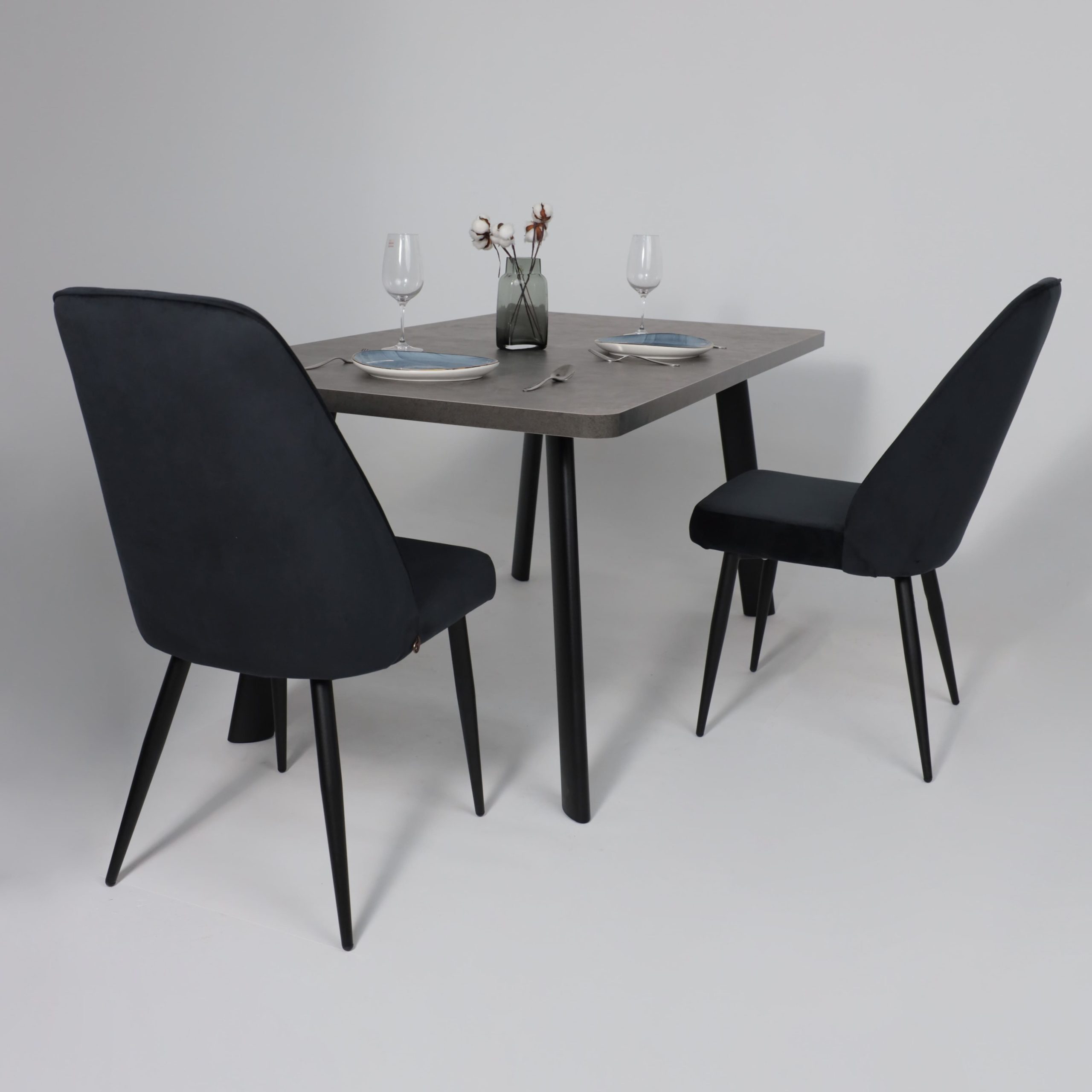 Стол LEON LUX RADIAL-160, раздвижной 160(205)х90, Дымчатая керамика/Чёрный