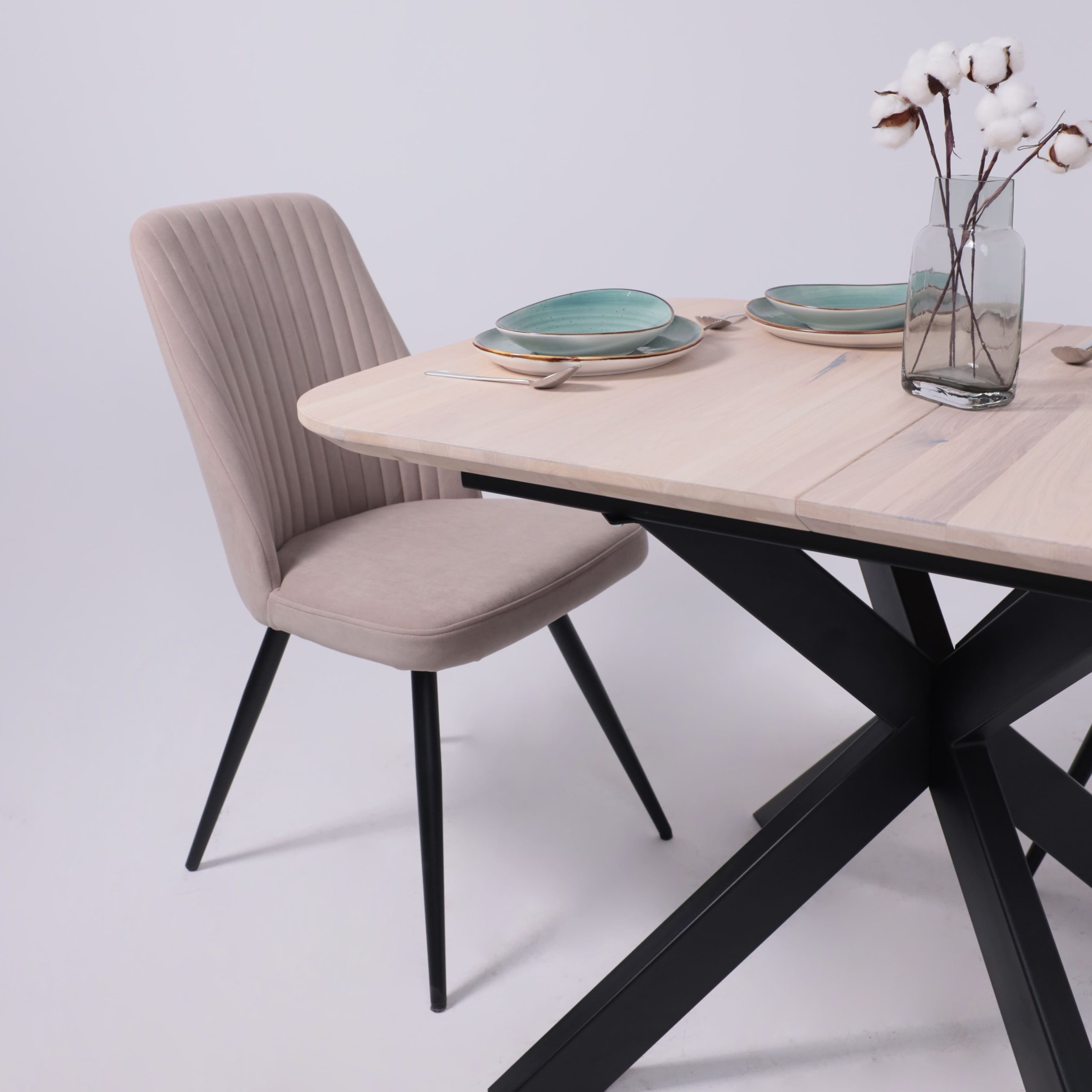 Стол ВЕЙВ раздвижной, 120(160)*80*75, дуб беленый/черный (ПрР-3 DSW (02) КСЕ/Р-80)