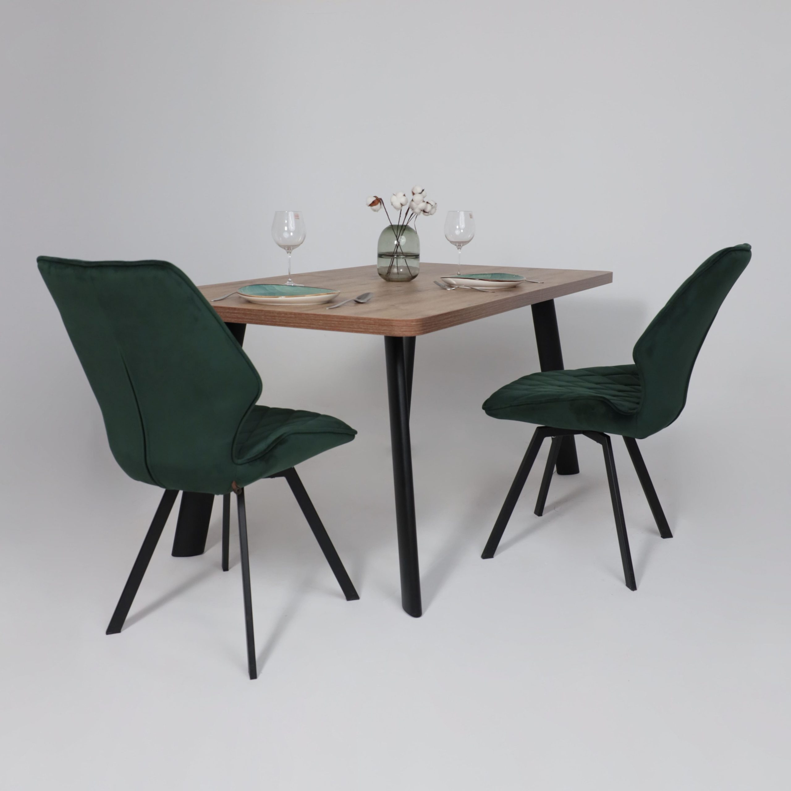 Стол LEON LUX RADIAL-160, раздвижной 160(205)х90, Дуб Веллингтон/Чёрный