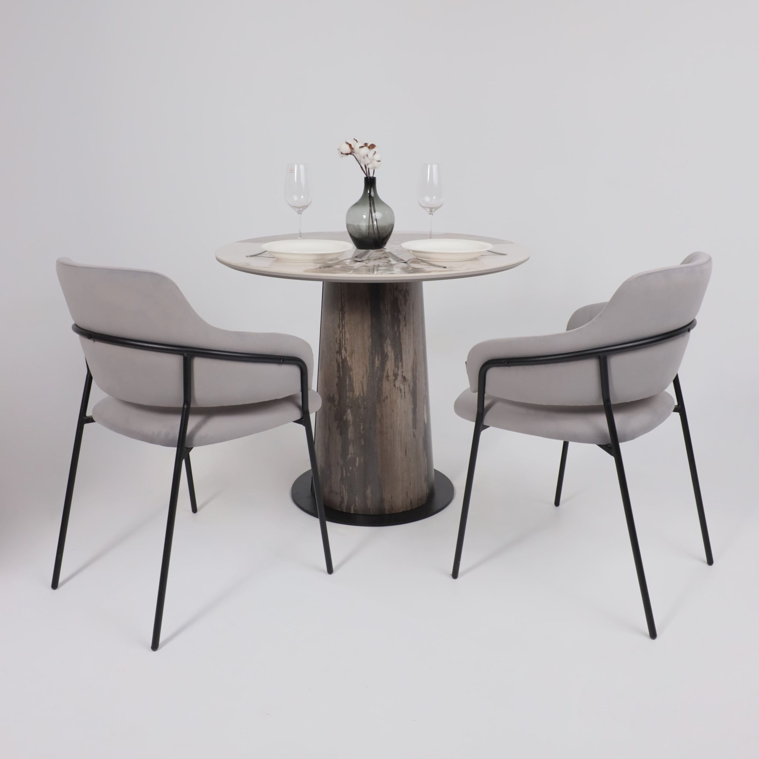 Стол AV 2317, МДФ+керамика, нераздвижной 900 белый, глянцевый PANDORA/черный+HPL Ипанема