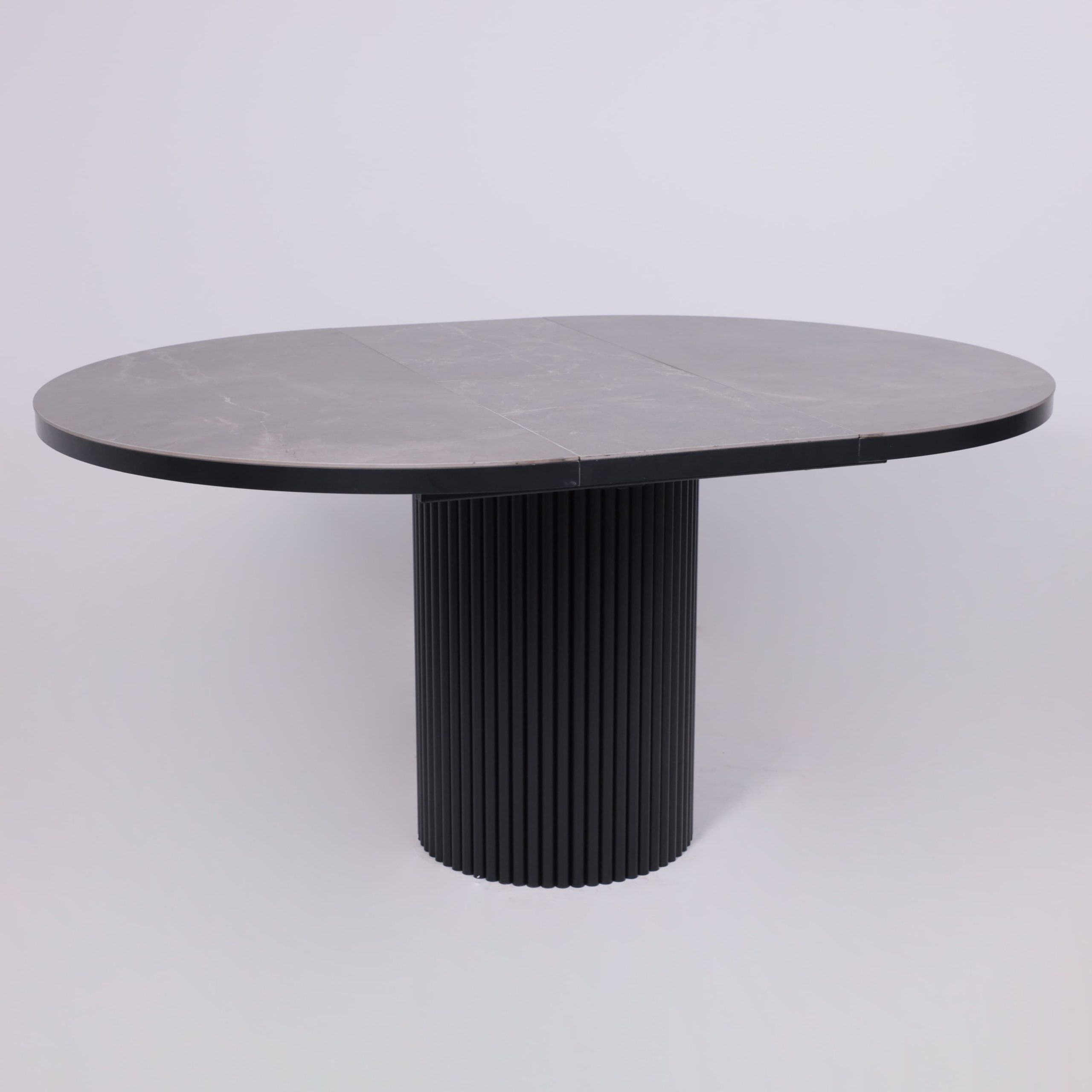 Стол ASKAR ROUND SLIDE-116, раздвижной круглый 116(156), BAYONA GREY PREMIUM CER/Черный