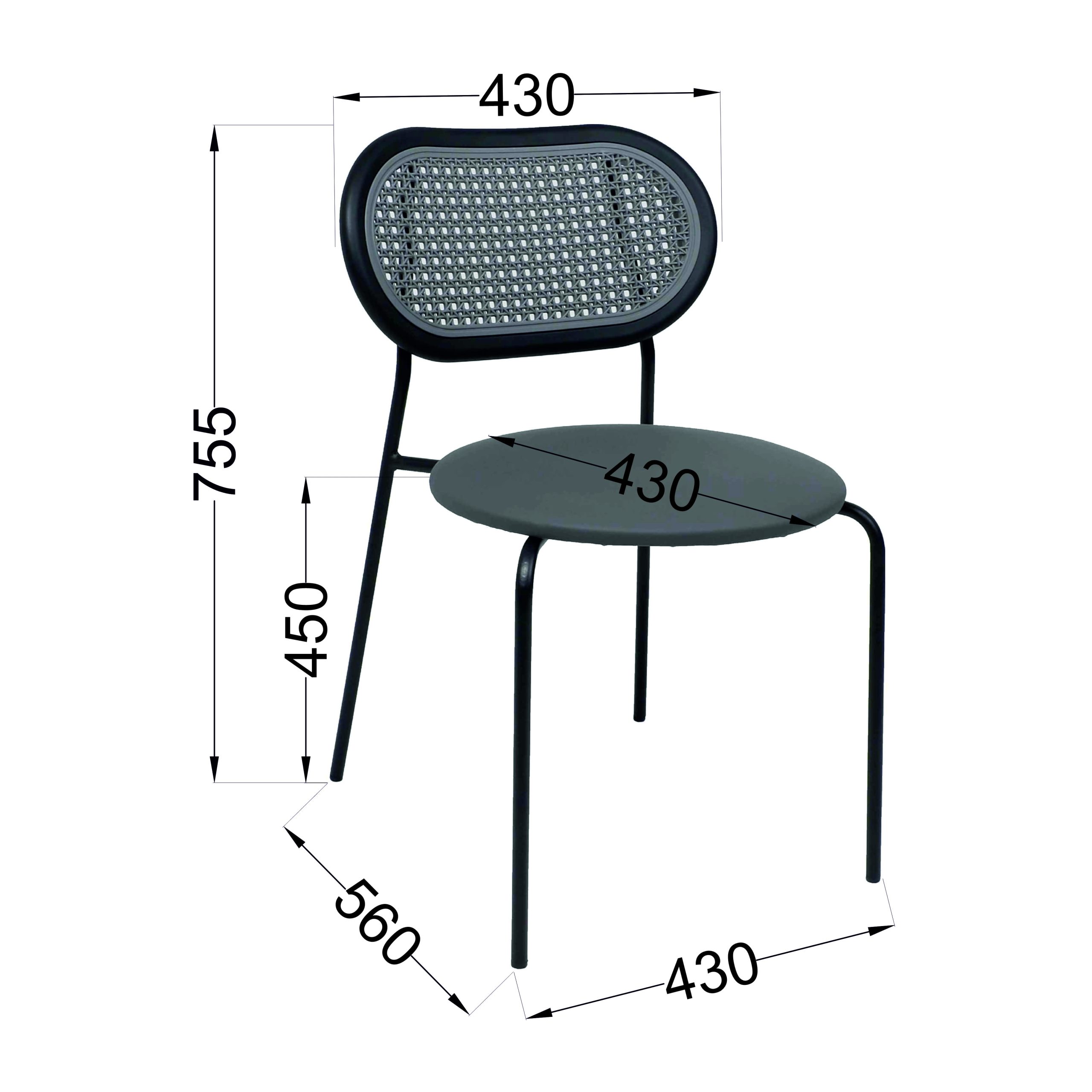 Стул TEO, серый/чёрный