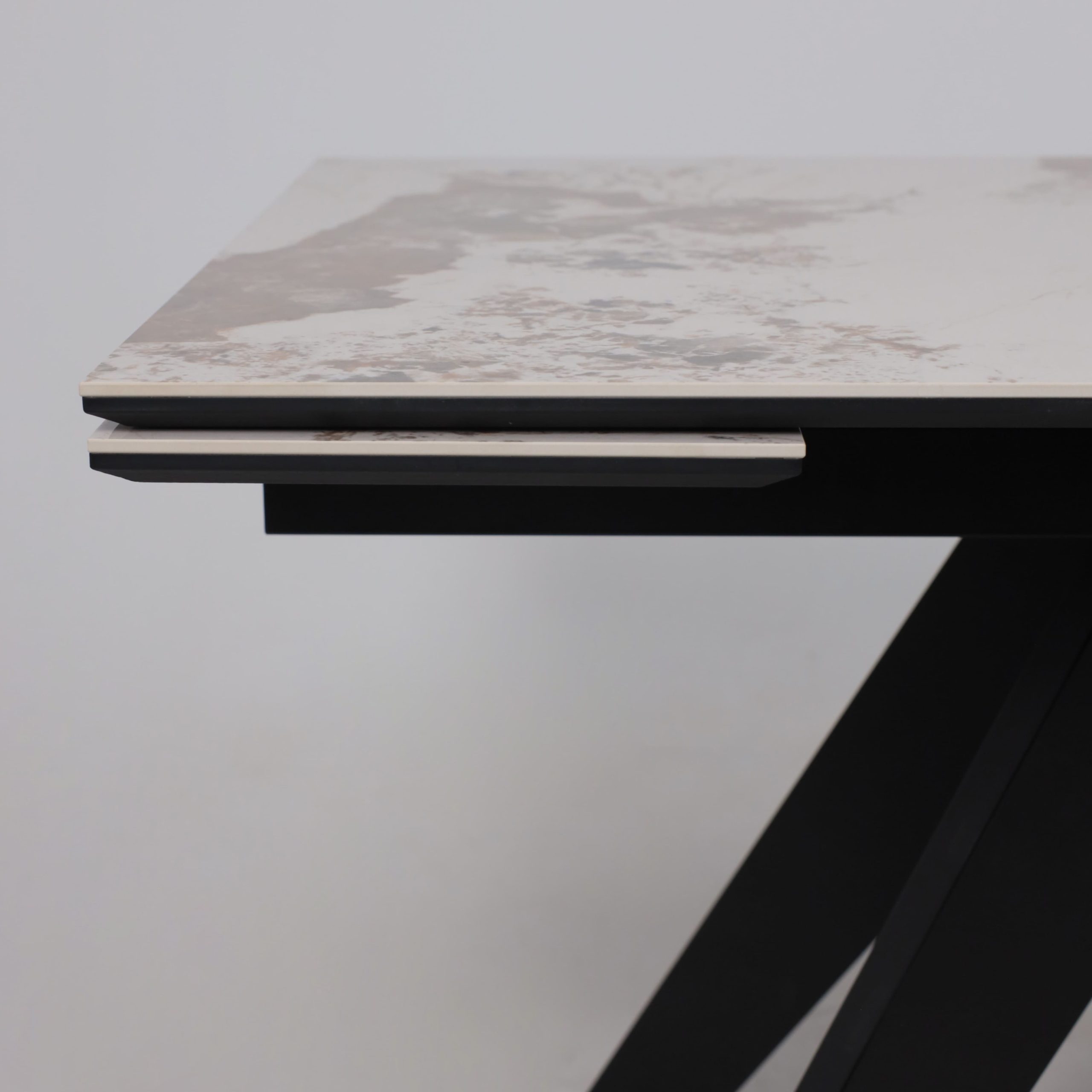 Стол AV 2122, МДФ+керамика, раздвижной 1400 (2000)*850 белый, глянцевый PANDORA/черный