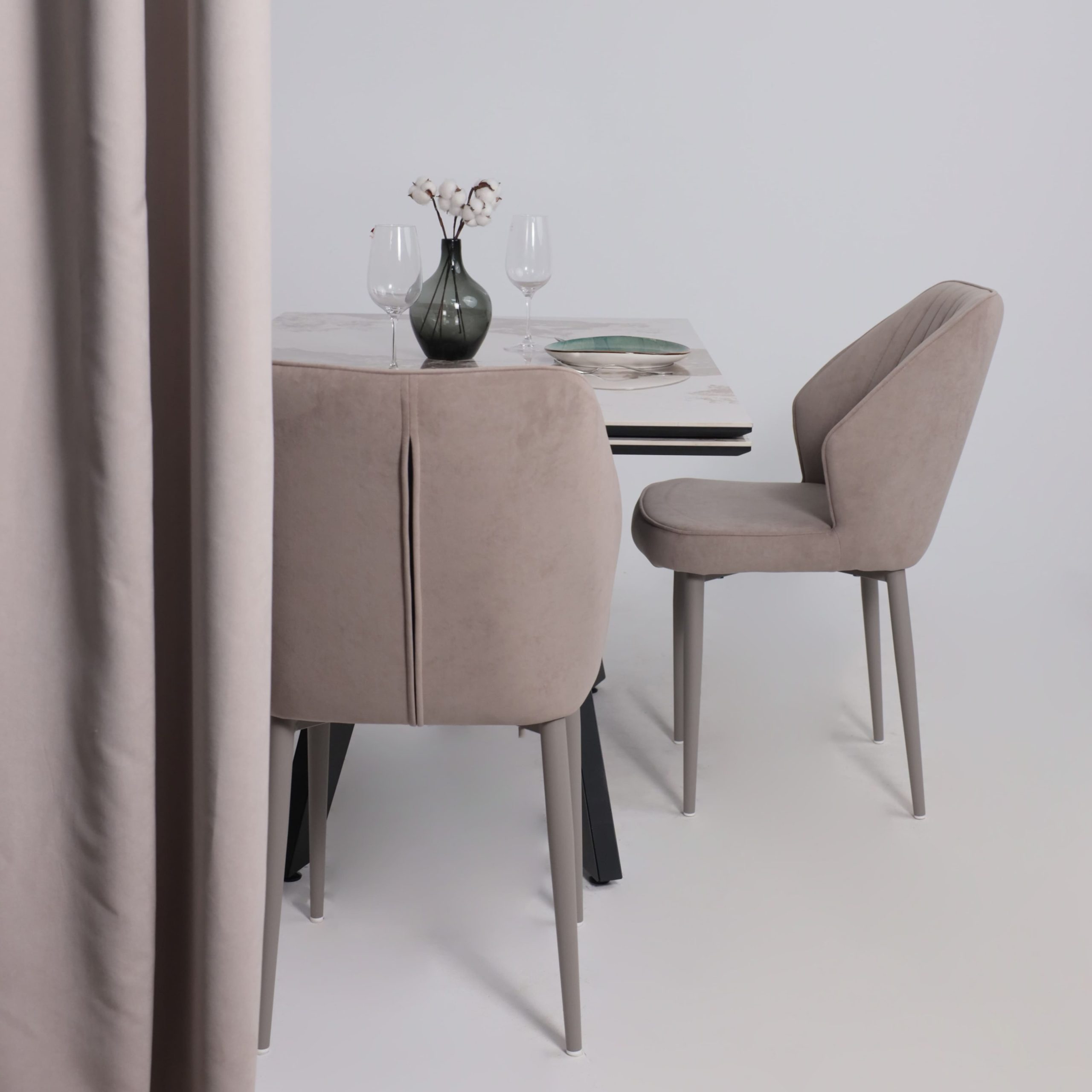 Стол AV 2122, МДФ+керамика, раздвижной 1400 (2000)*850 белый, глянцевый PANDORA/черный