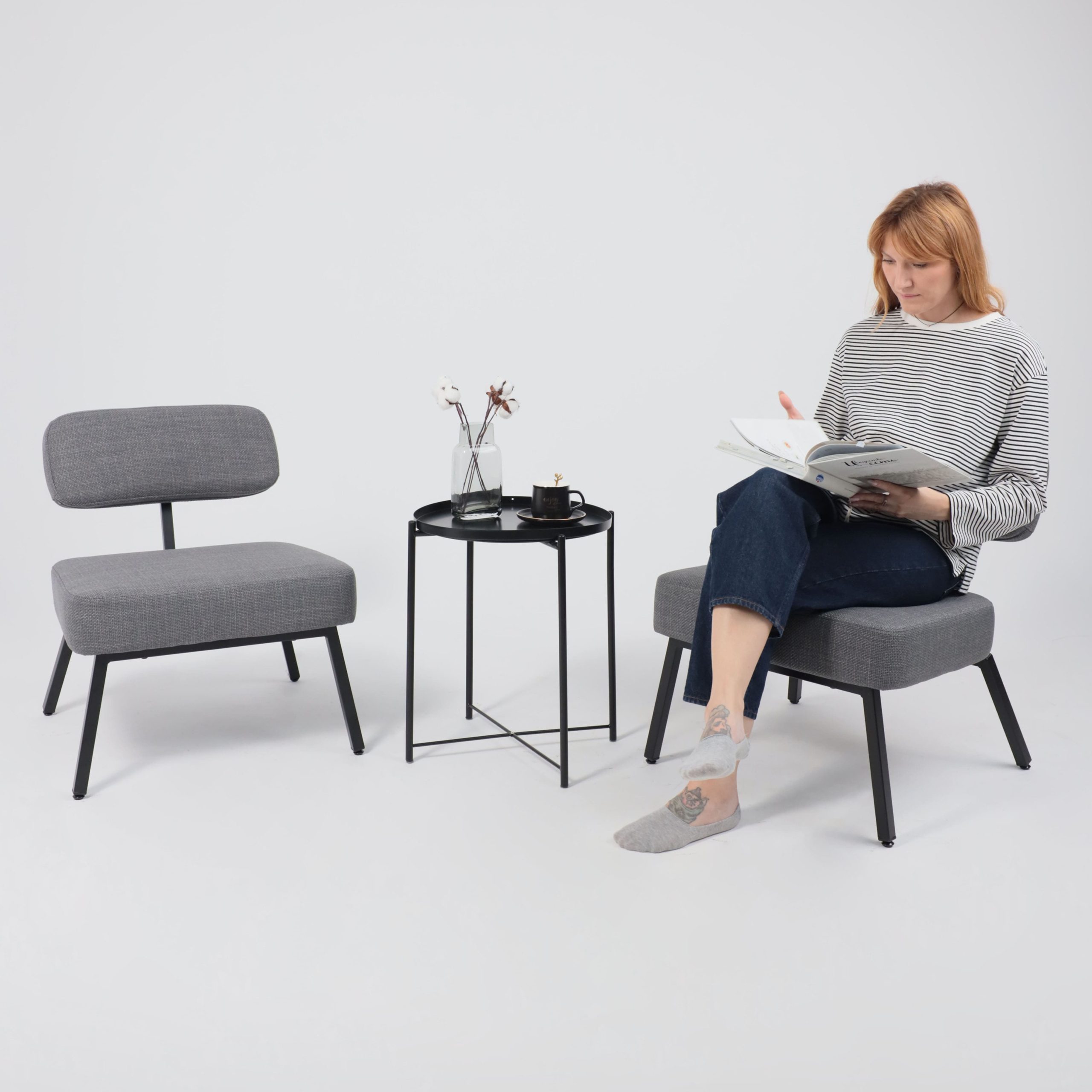 Кресло ASPEN, серая рогожка BJORN 13/черный